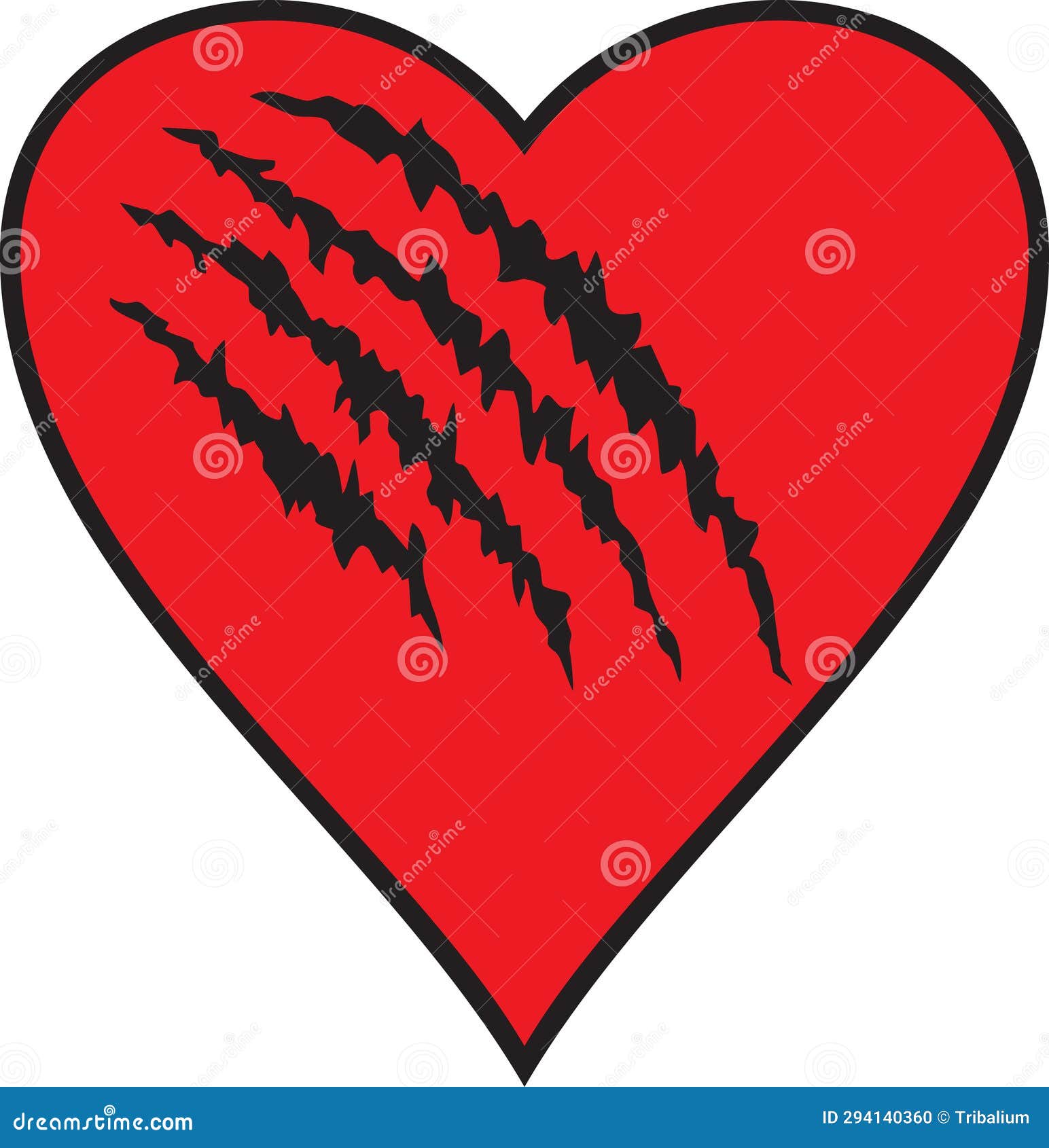 Heart with Scar Color Vector Stock Vector Illustration of pain