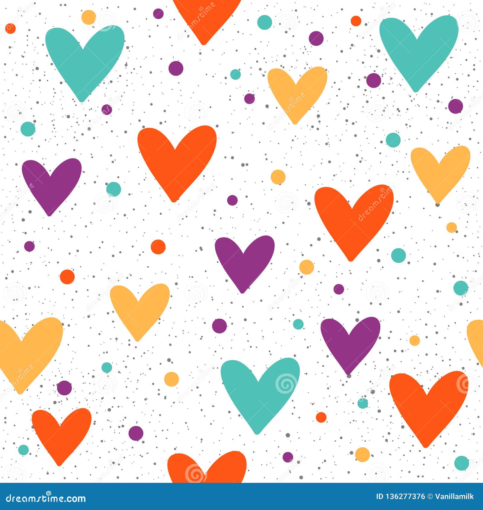 Heart Seamless Pattern Background. Abstract Childish Purple, Green ...