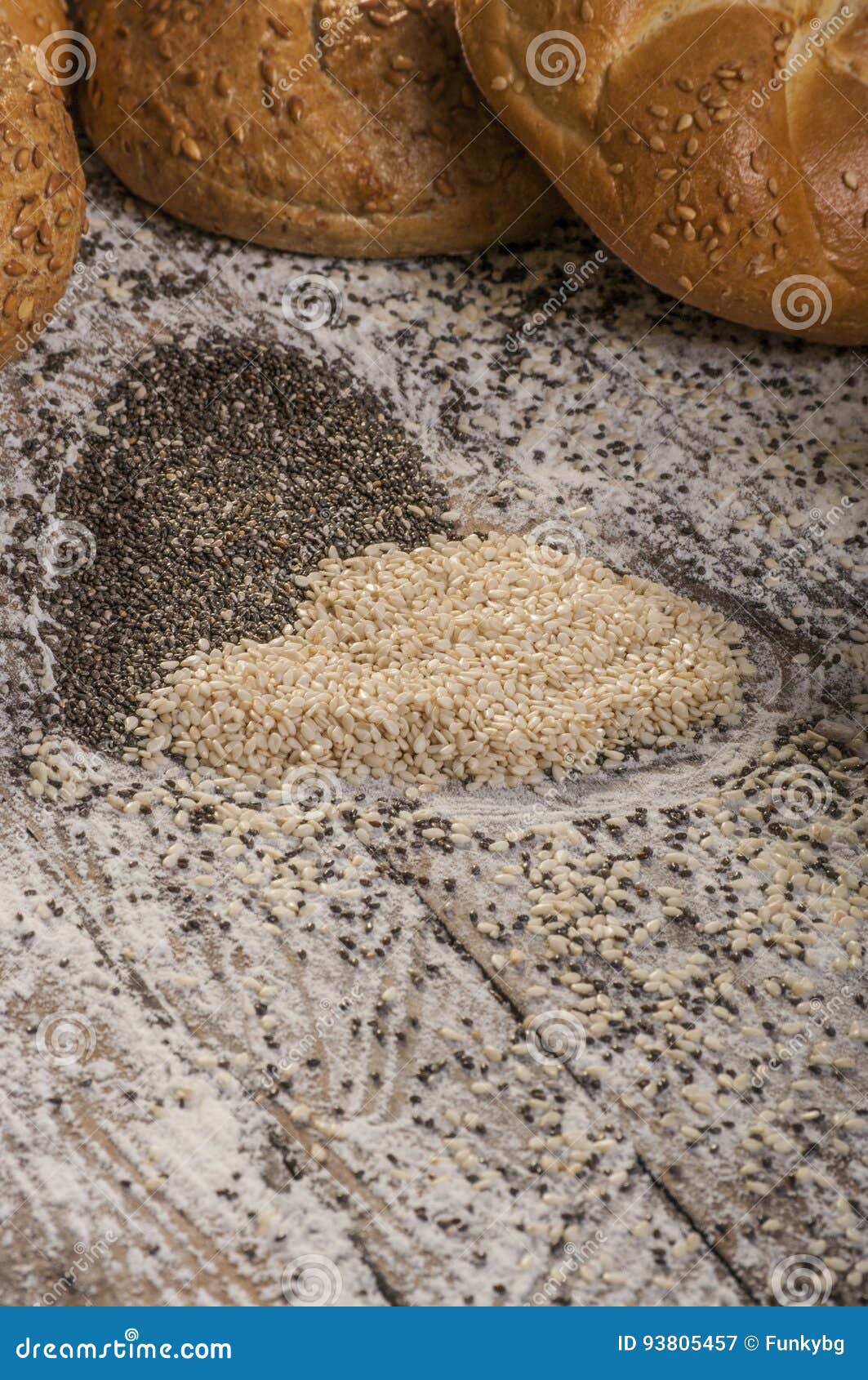 Heart of Sesame Seeds with Bread Buns Stock Image Image of ingredient
