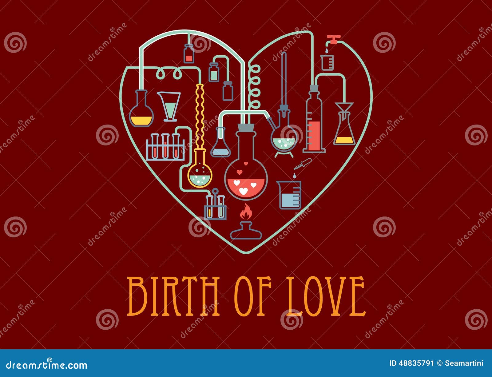 Heart Shape with Chemical Elements Stock Vector Illustration of