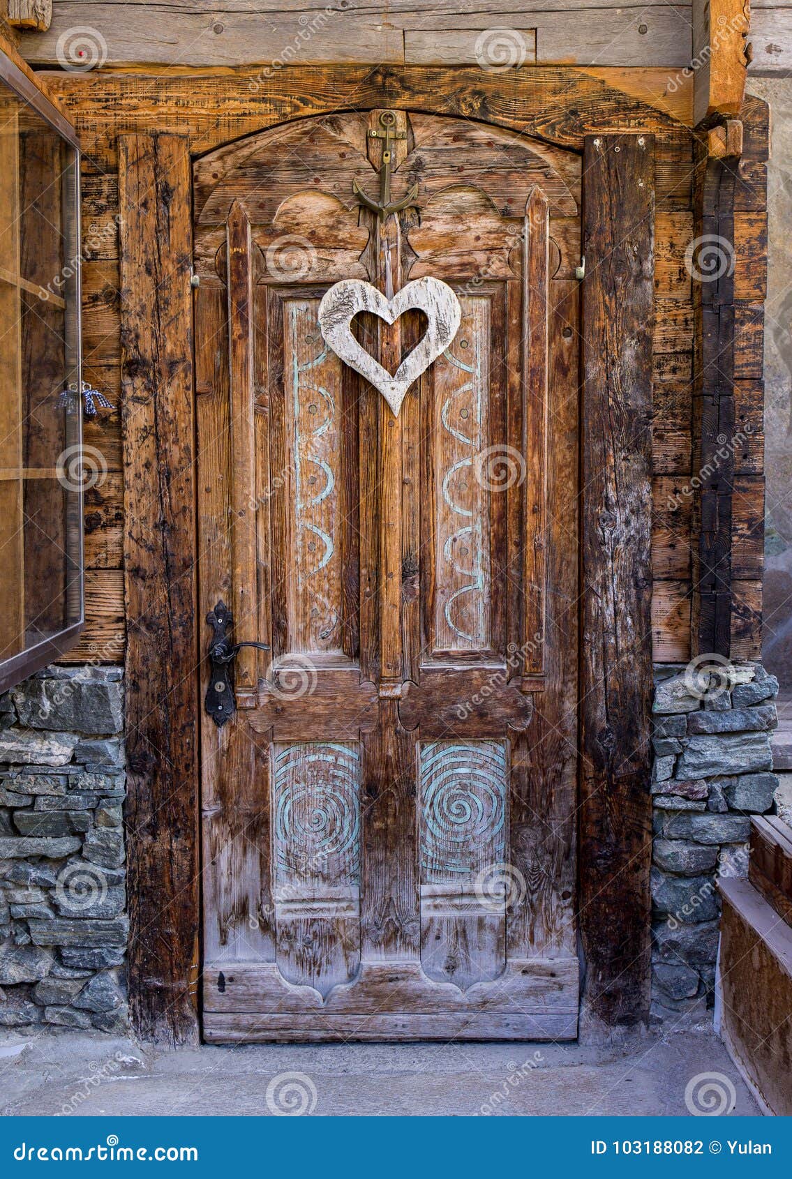 Heart Shape Deco on Wooden Door Stock Photo Image of decoration