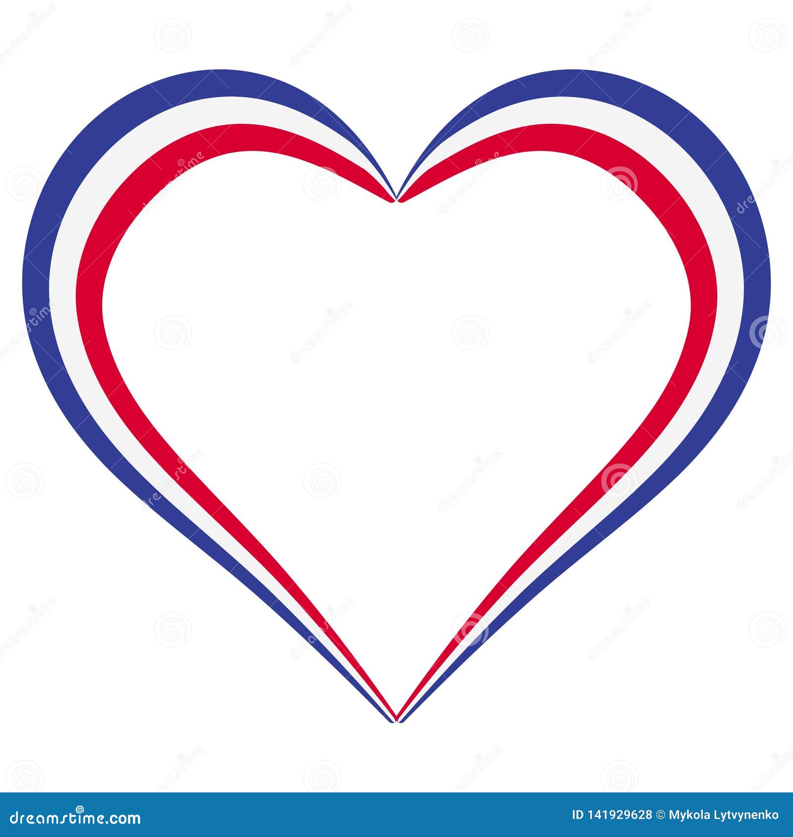 Heart Shape Flag Of France Vector I Love France Outline
