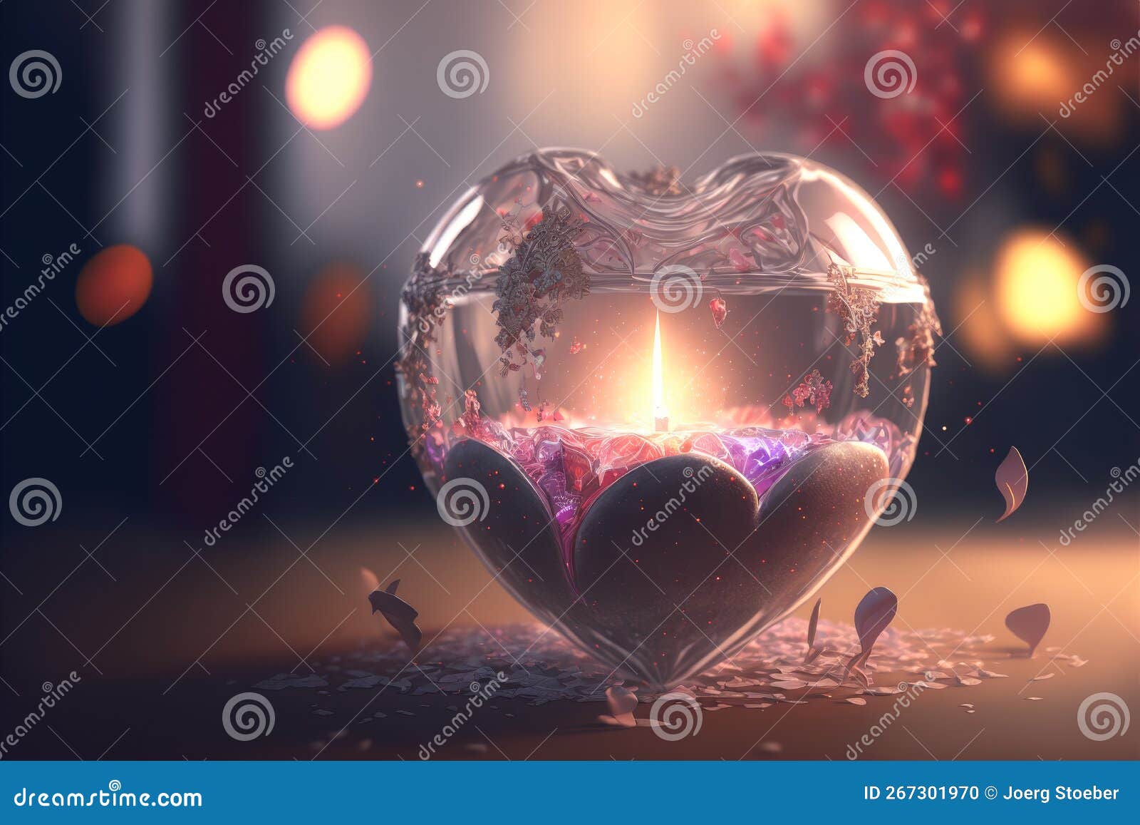 heart  in front of a background with glowing lights,  generative ai