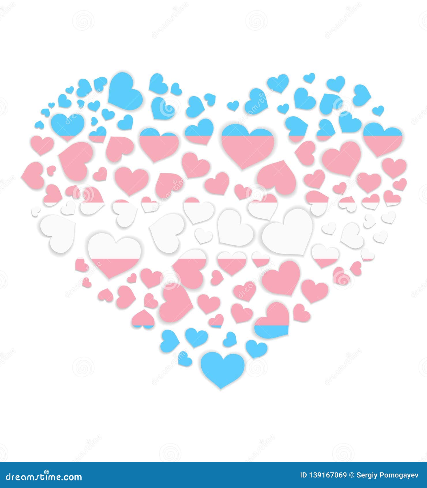 Heart Shape With Hearts In Transgender Pride Flag Colors Stock Illustration Illustration Of Couple Heart