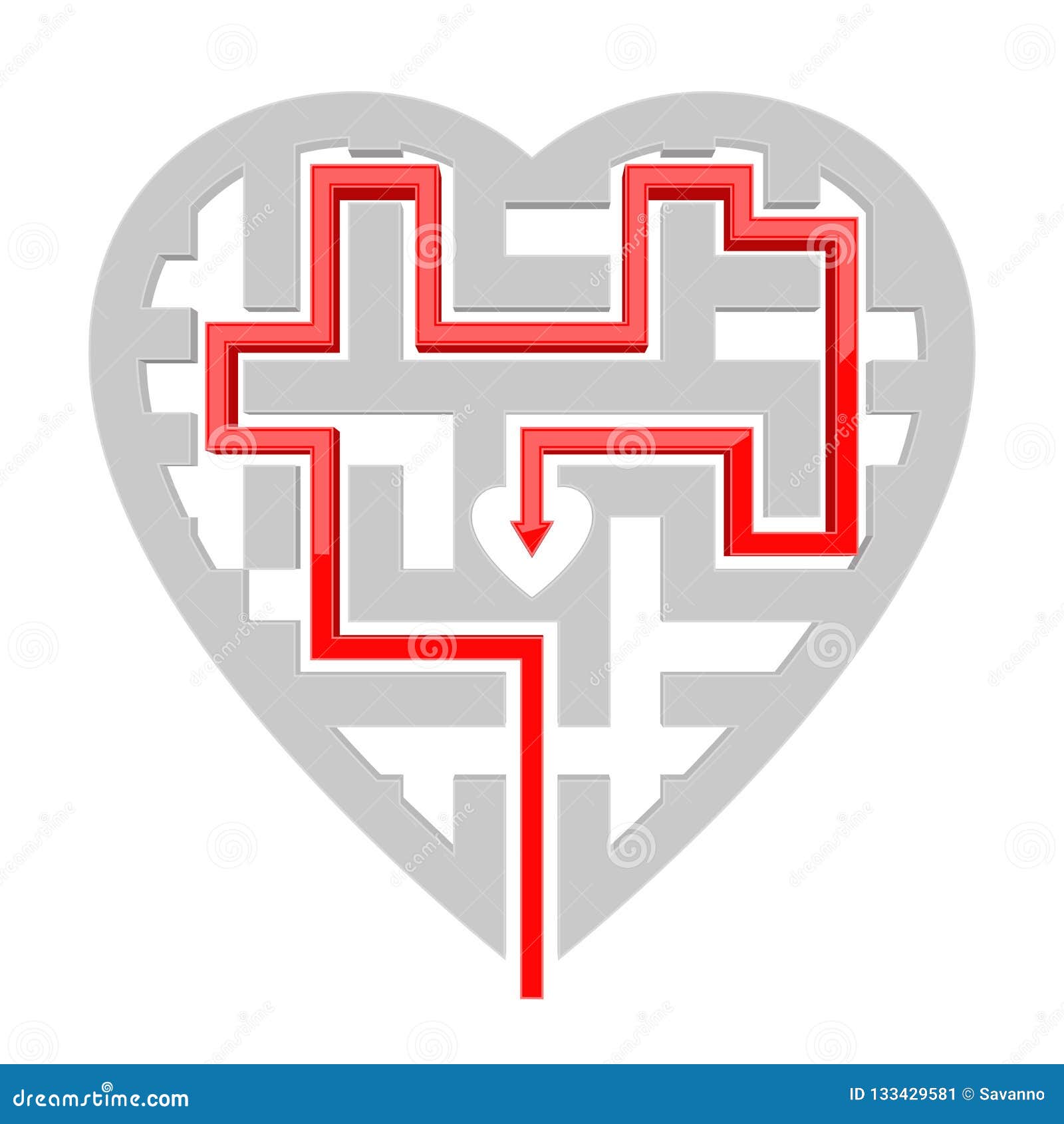 Download Heart Shape Maze With Red Path To Center Stock Vector ...
