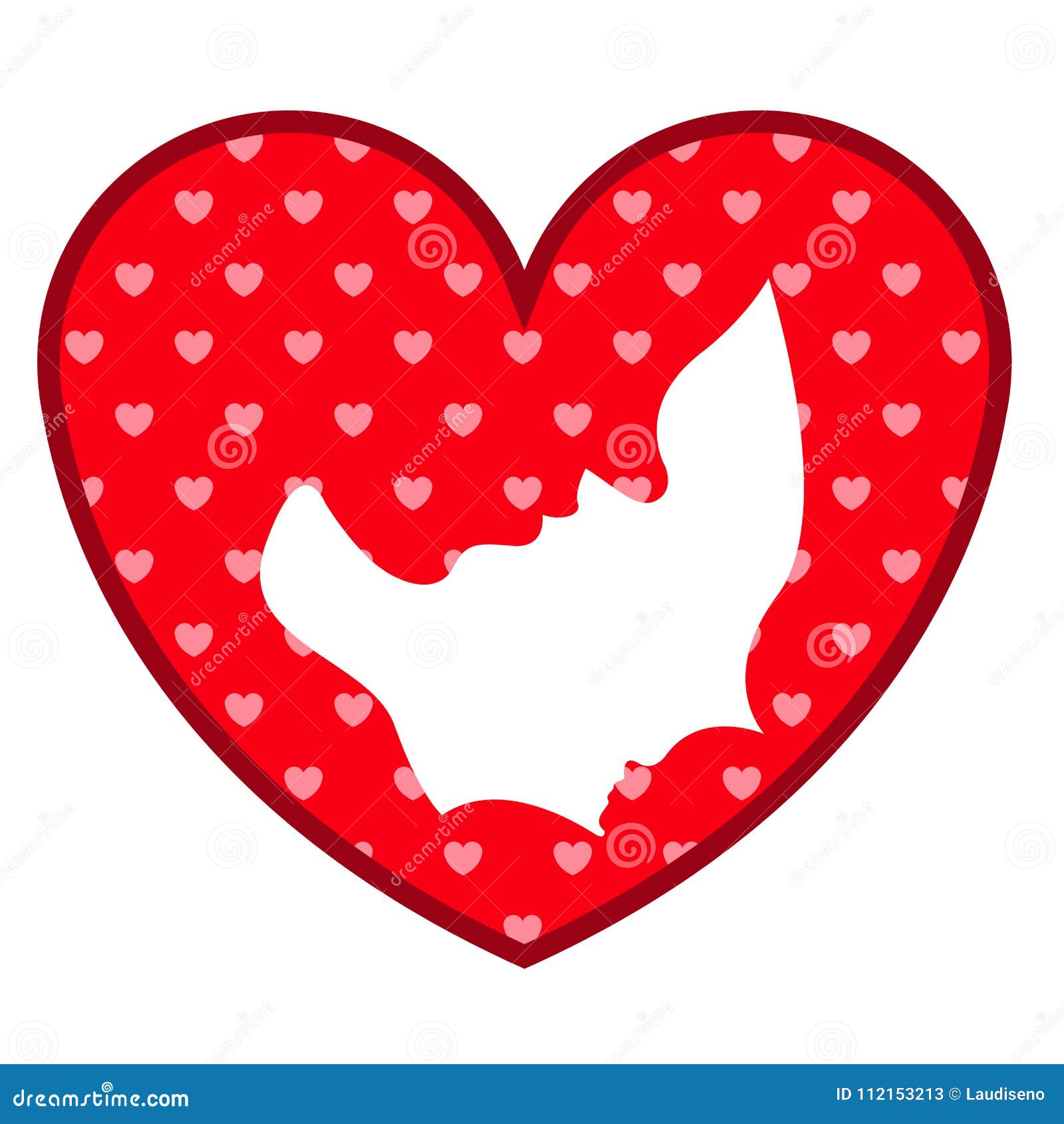 Heart Shape With Mother And Son Silhouette Stock Vector
