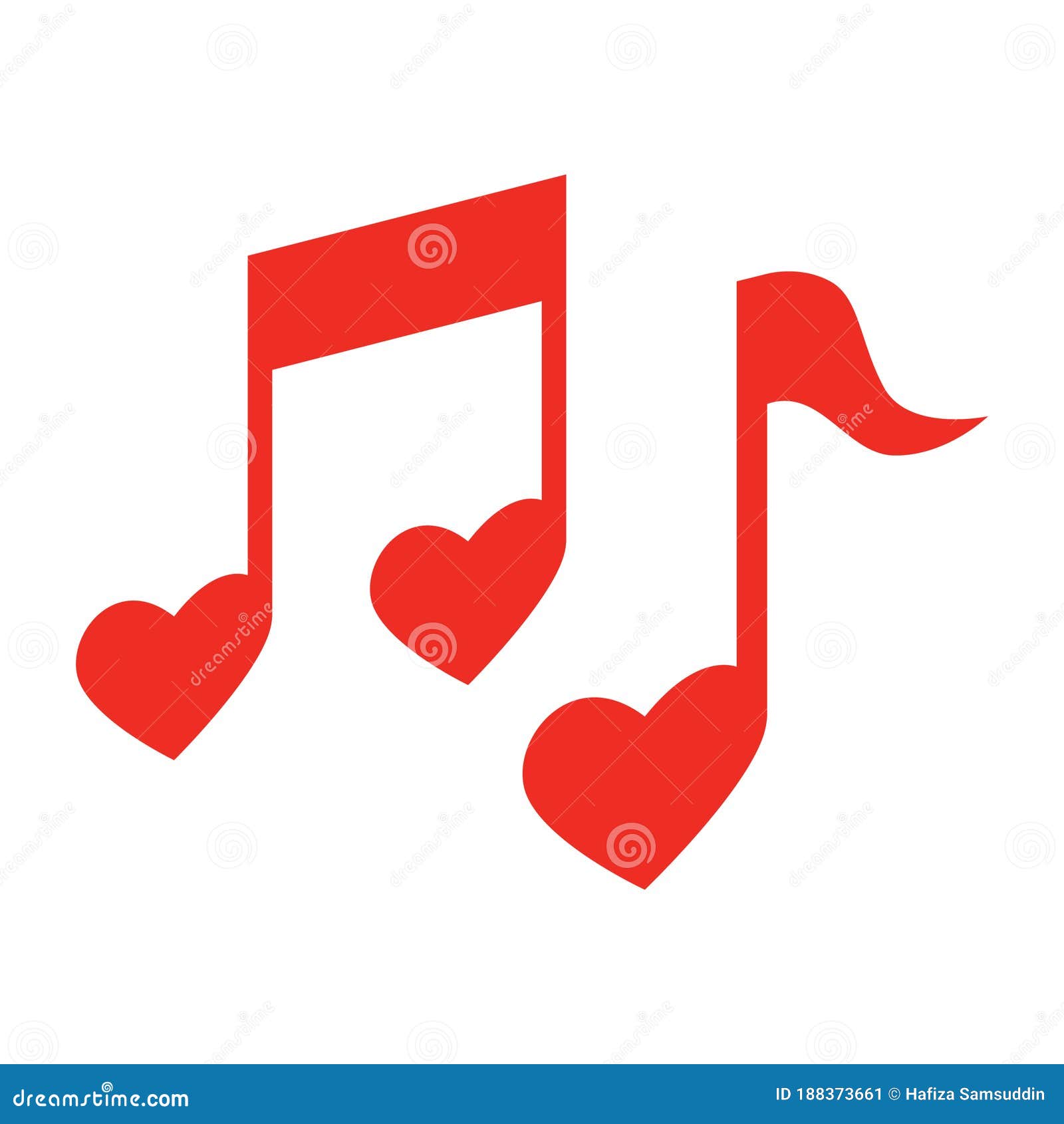 Heart Shape Music Notes. Vector Illustration Decorative Design Stock