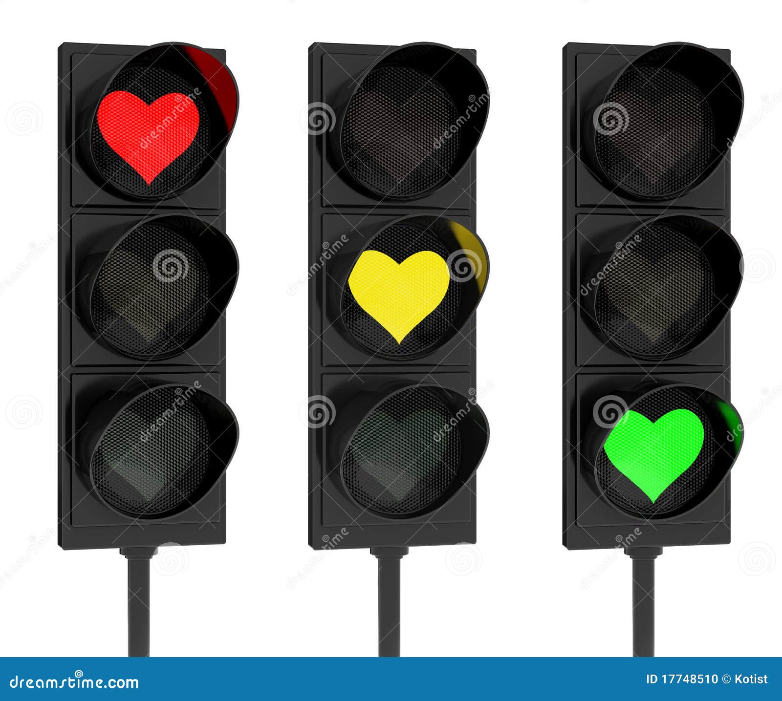 Heart shape traffic lights stock illustration. Illustration of design