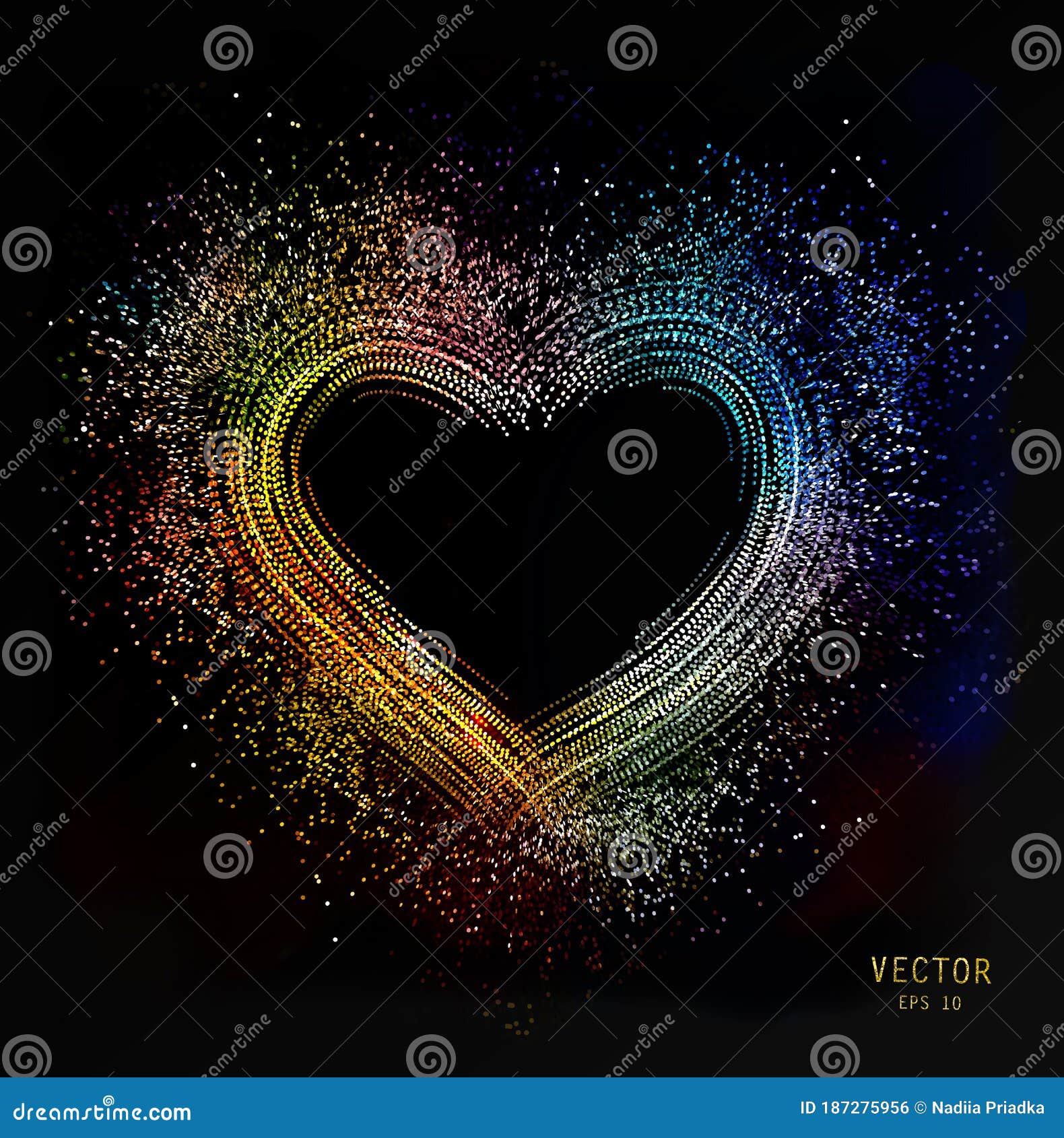 Black glitter background with multicoloured splashes. Stock Photo