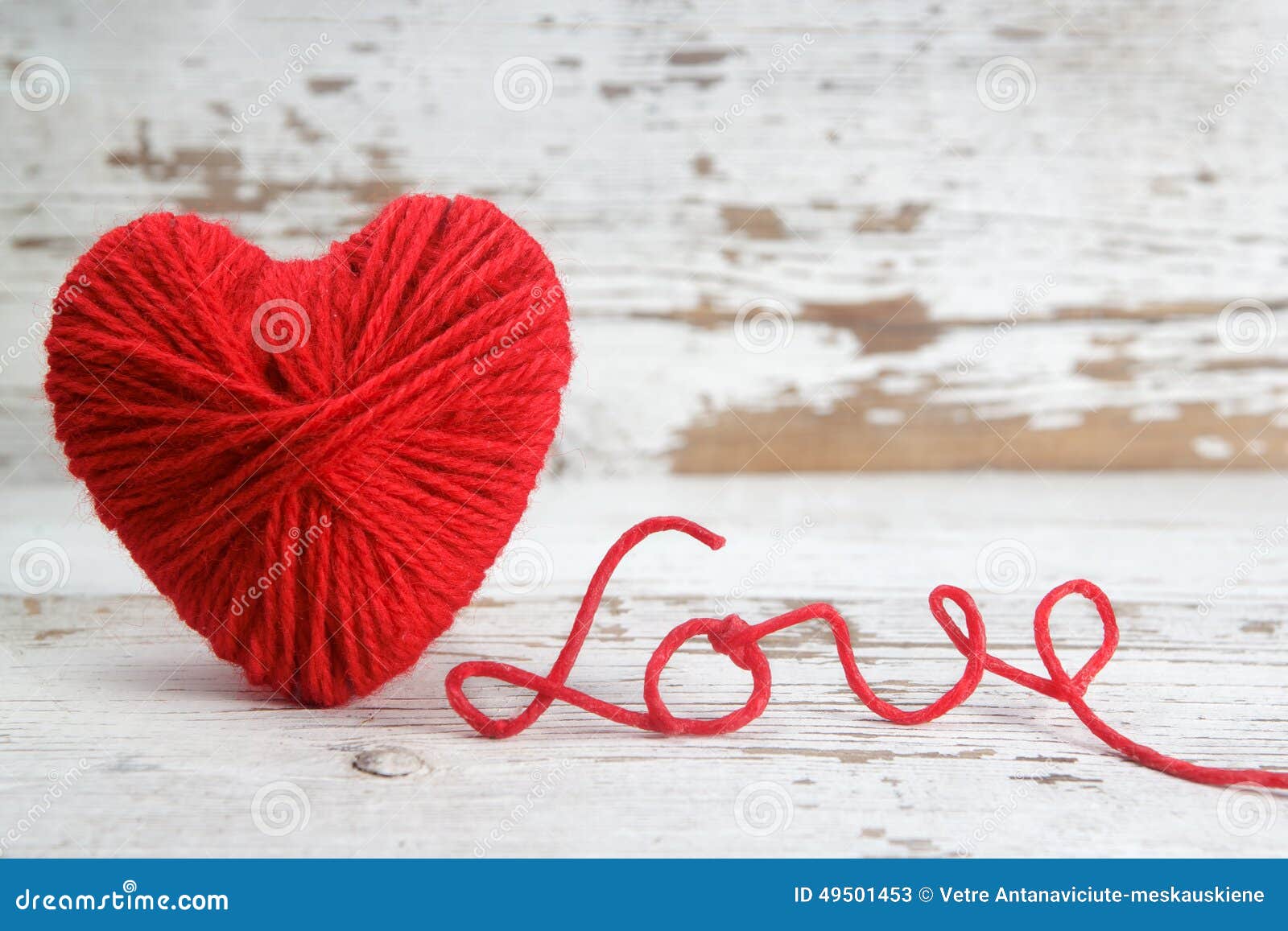 Heartshaped Ball of Yarn, with Words of Love Stock Image Image of