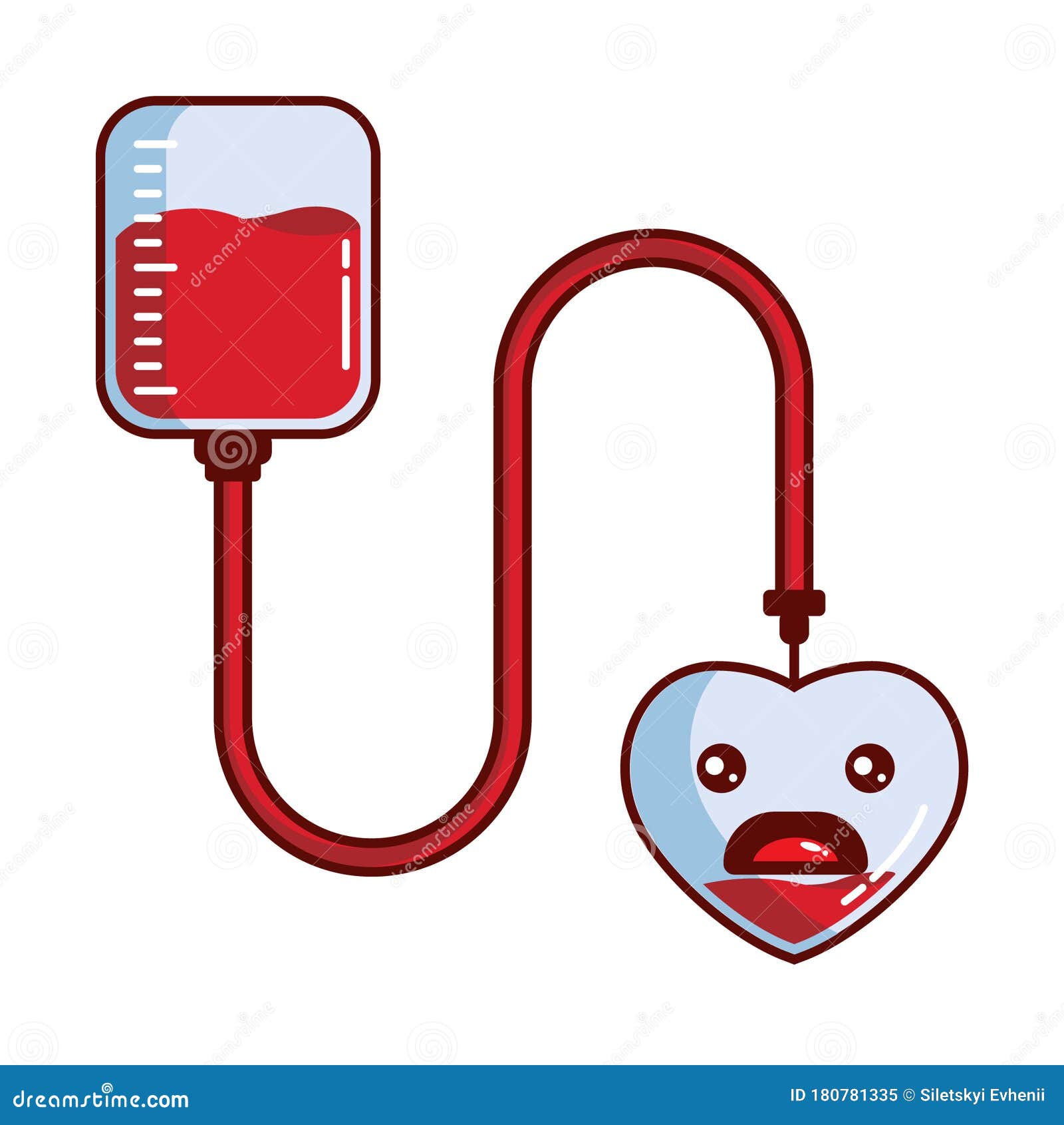 Heart Shaped Blood Bag with a Scared Face Getting Blood, Transfusion Stock  Vector - Illustration of transfuse, care: 180781335
