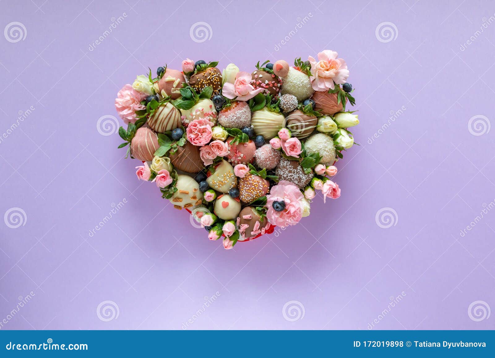 Heart Shaped Box With Handmade Chocolate Covered Strawberries With Different Toppings And Flowers As A Present On Stock Photo Image Of Cocoa Healthy 172019898