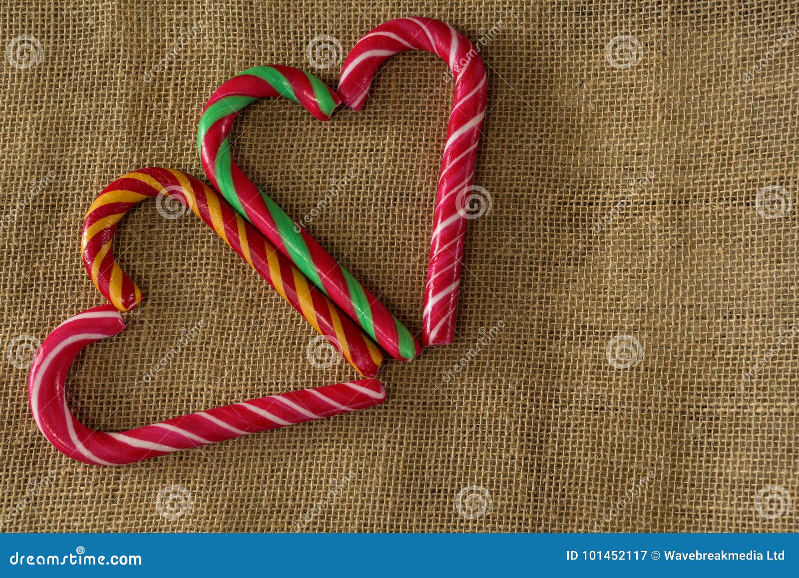 Heart Shaped Candy Cane on on Fabric Stock Image Image of celebrating