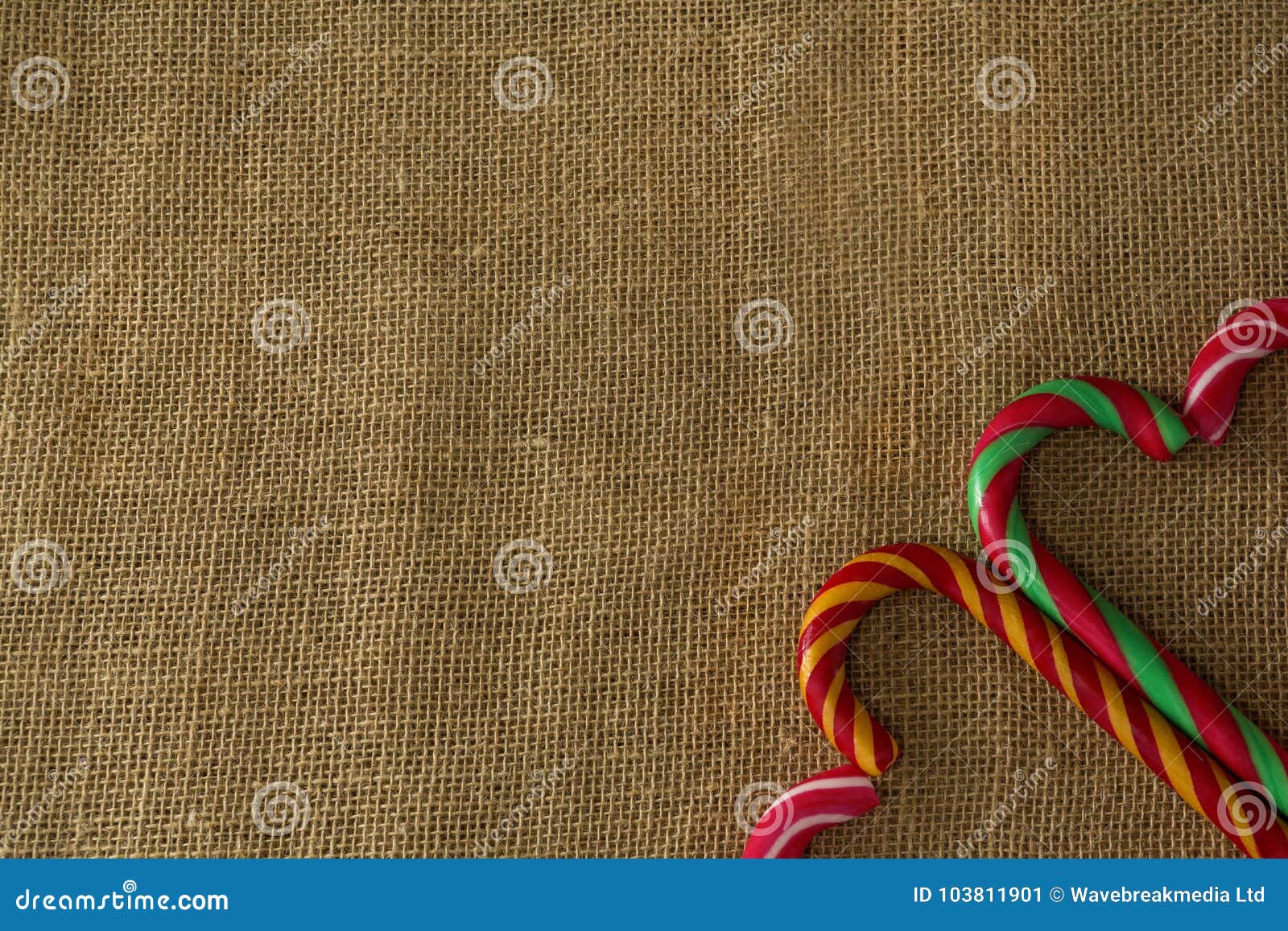 Heart Shaped Candy Cane on on Fabric Stock Image Image of delicous