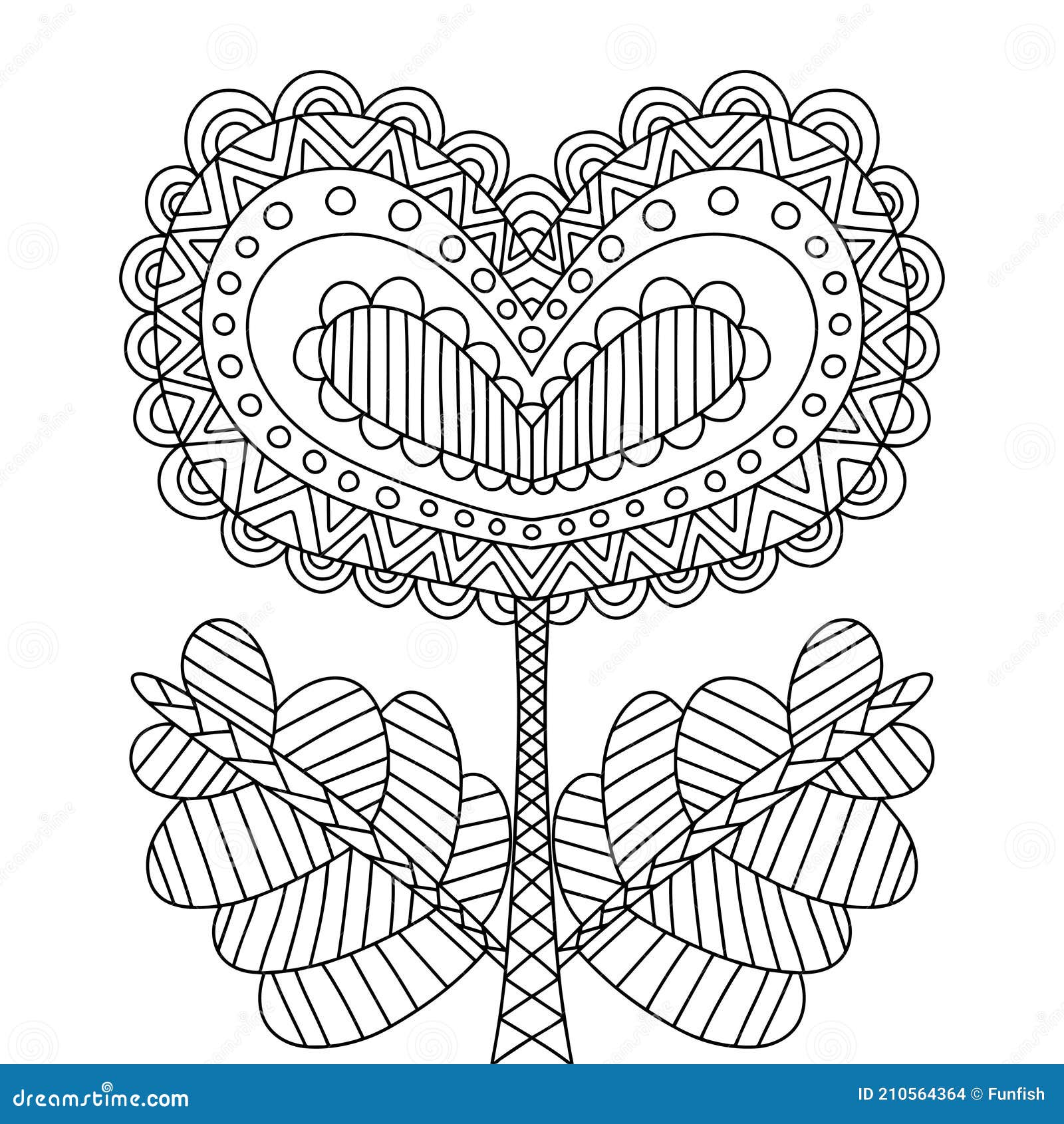 Heart Shaped Flower Coloring Page Stock Vector Illustration Stock ...