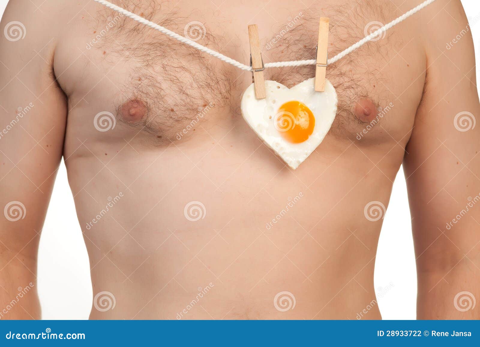 Heart Shaped Fried Egg on Man S Chest Stock Photo - Image of shape