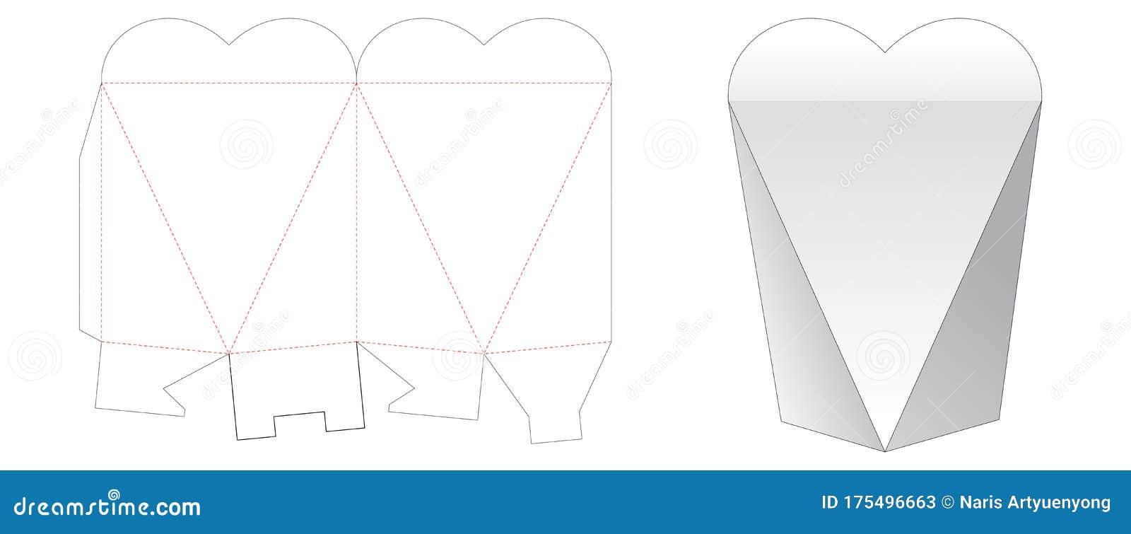 heart shaped gift box cut template stock vector