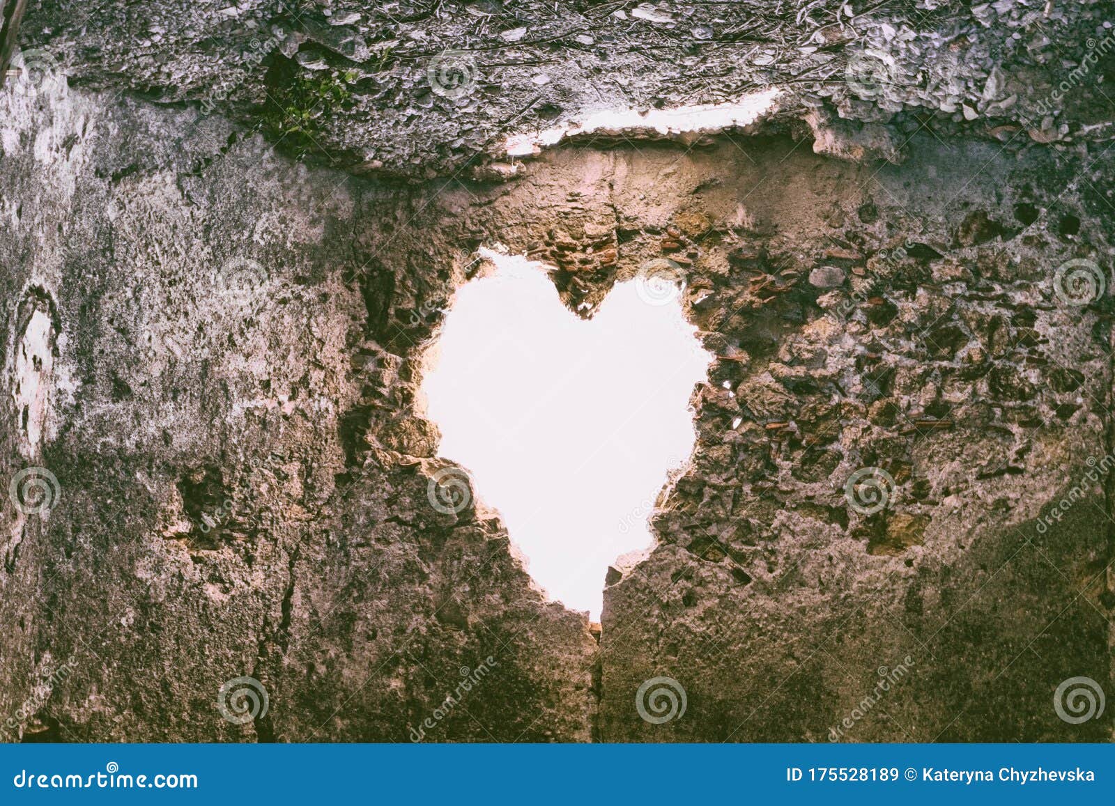 Heart-shaped Hole in the Wall of an Old Ruined House Stock Image ...