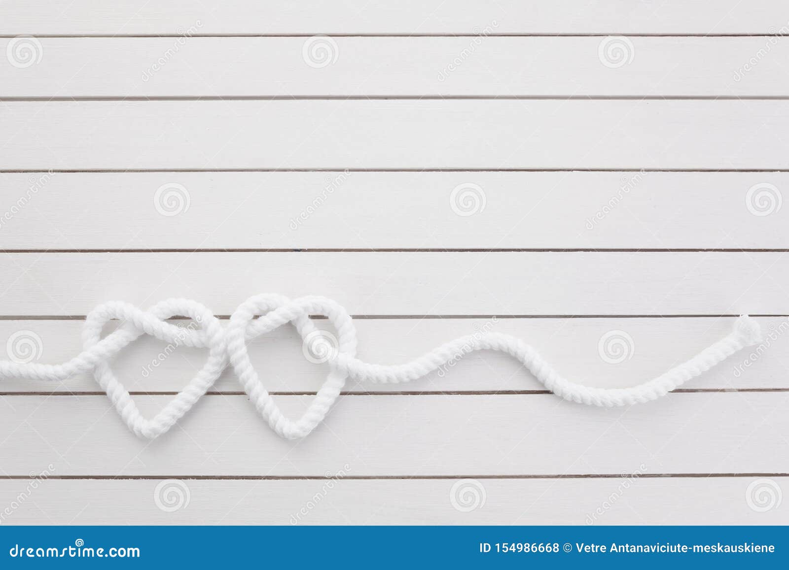 Heart Shaped Knot on White Wooden Background Stock Photo Image of