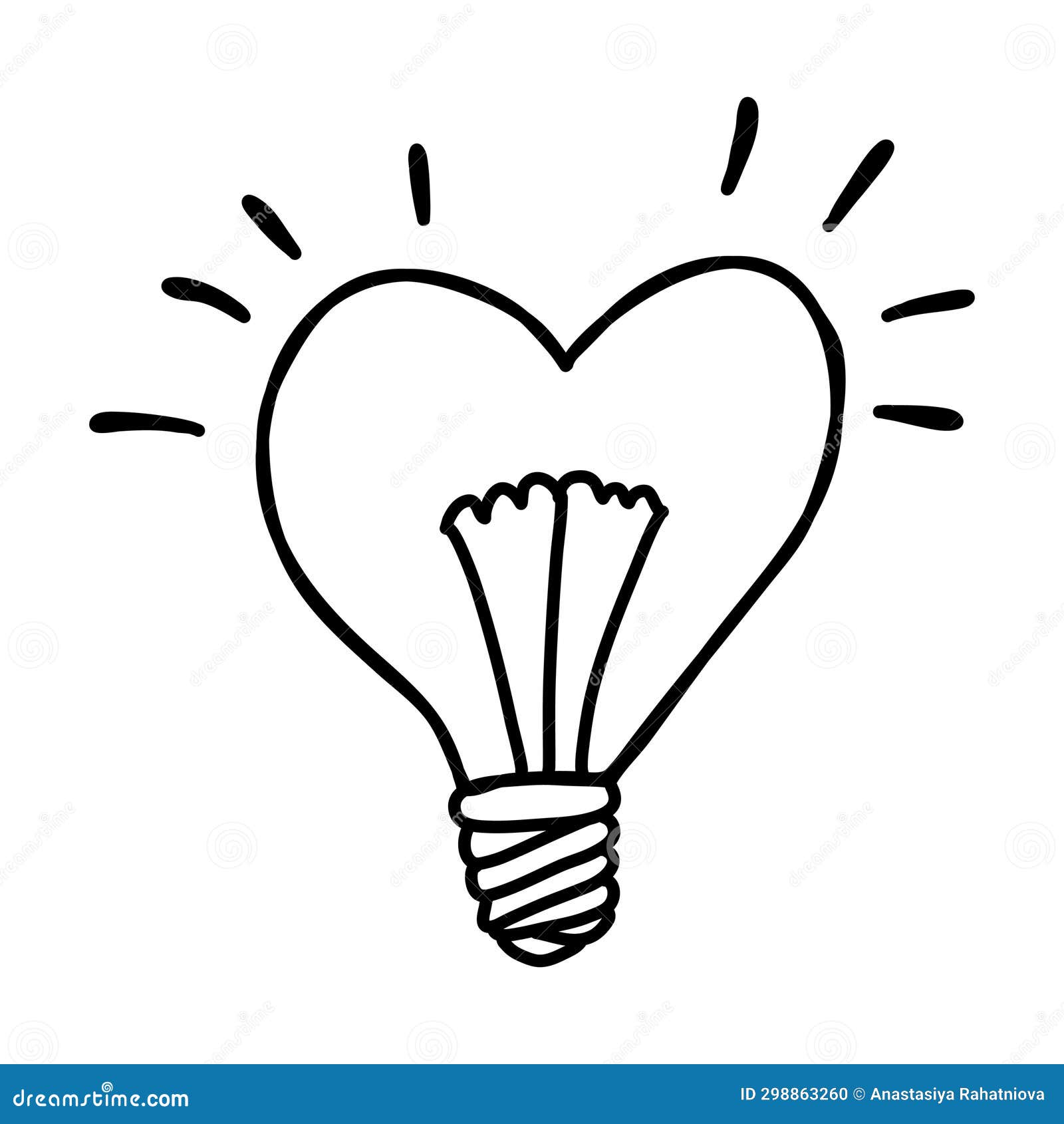 Heartshaped Light Bulb Doodle Vector Illustration Stock Vector