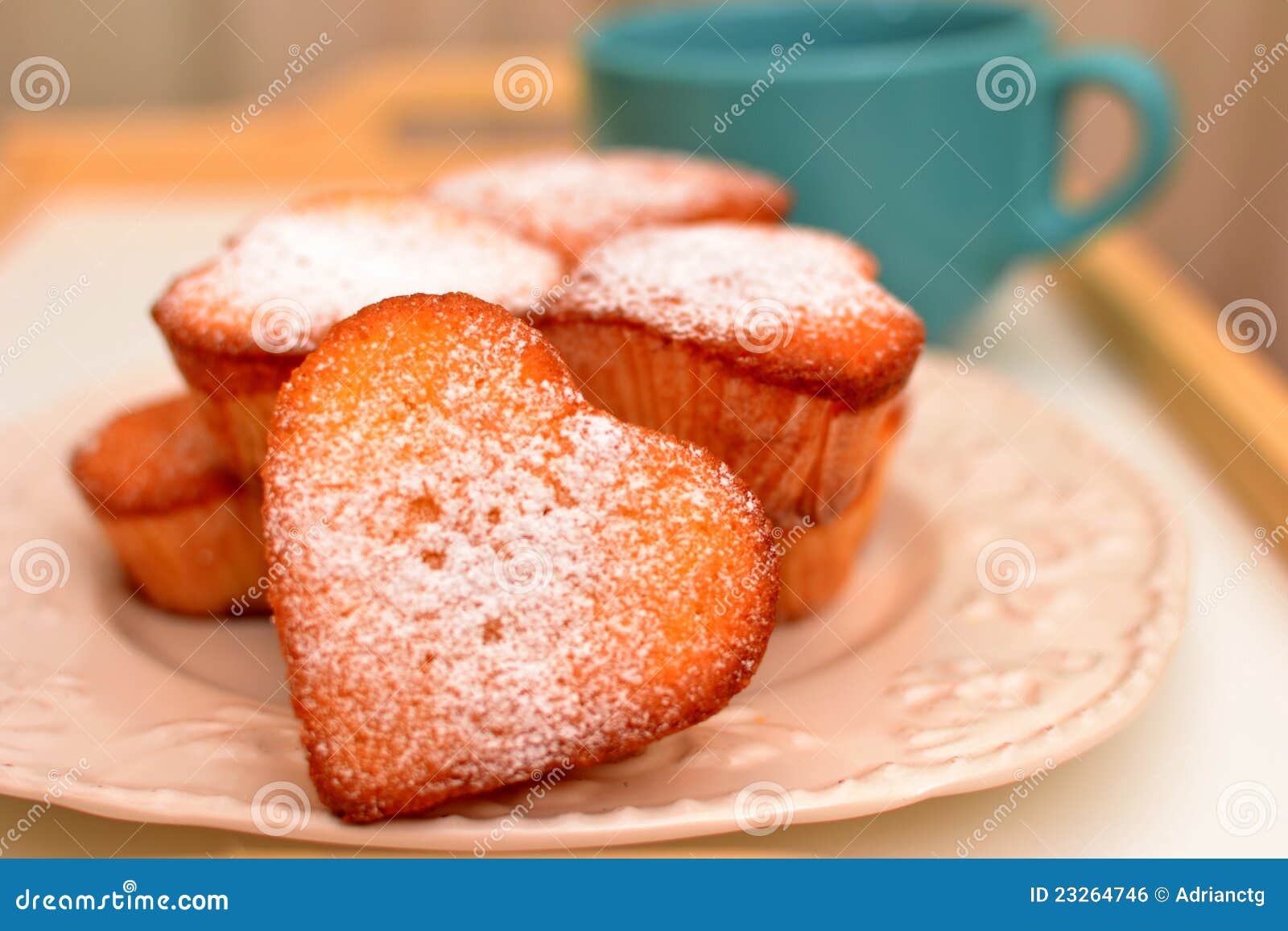 Heart Shaped Muffins in Vintage Plate Stock Photo Image of cake