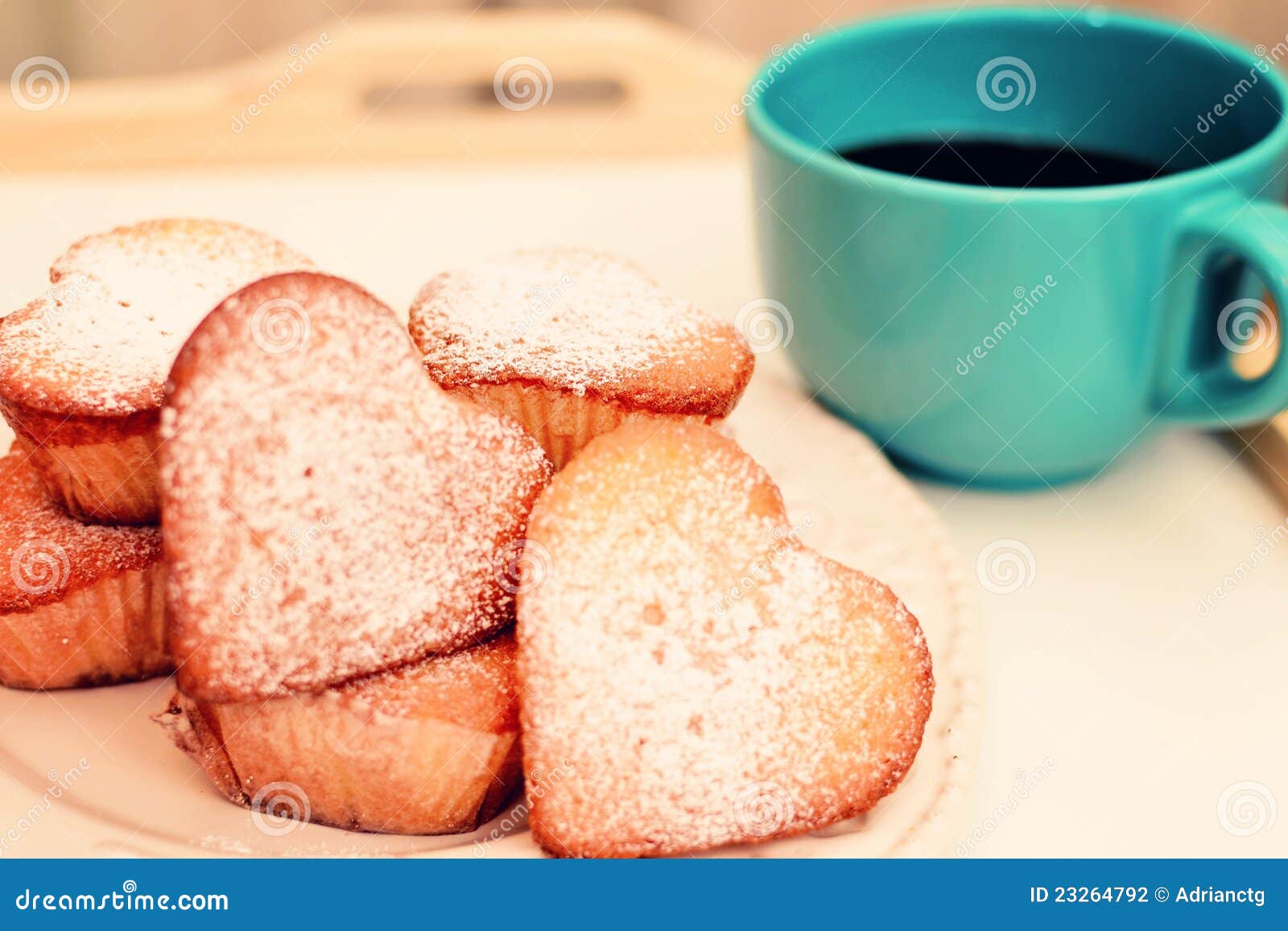 Heart Shaped Muffins in Vintage Plate Stock Photo Image of biscuit