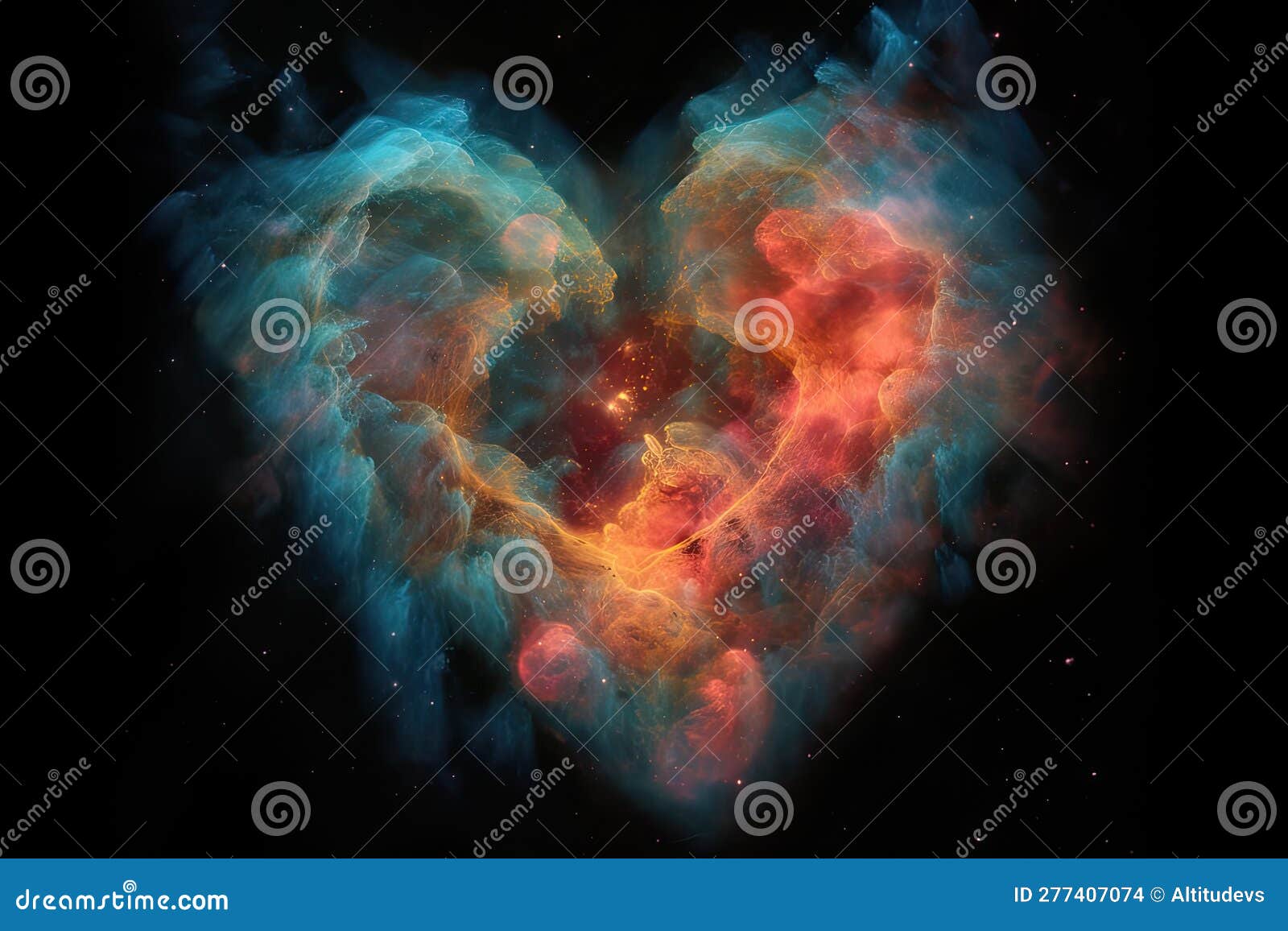 Heart-shaped Nebula with Vivid Colors and Delicate Features Stock ...