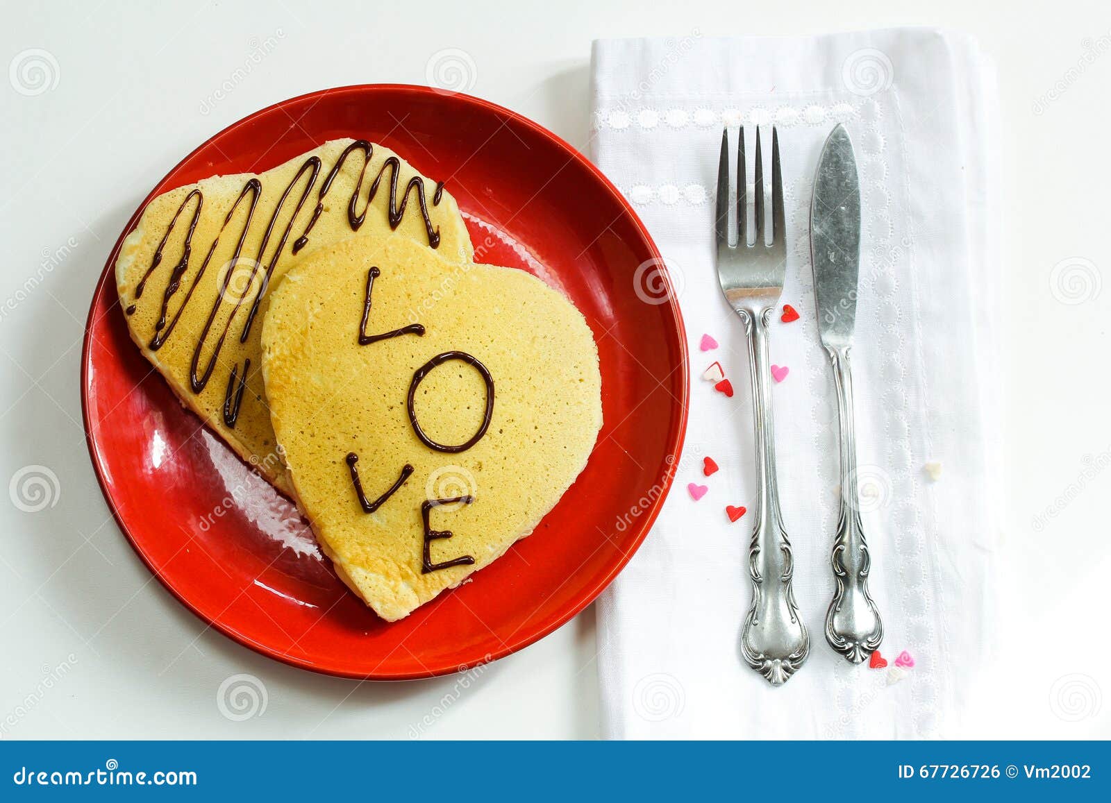 Heart Shaped Pancake for Valentines Day Stock Photo - Image of ...