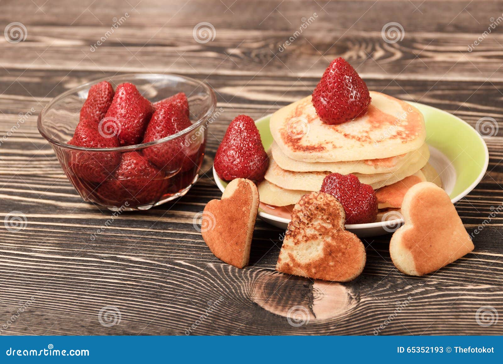 Heart-shaped Pancakes with Strawberry Stock Image - Image of liquid ...