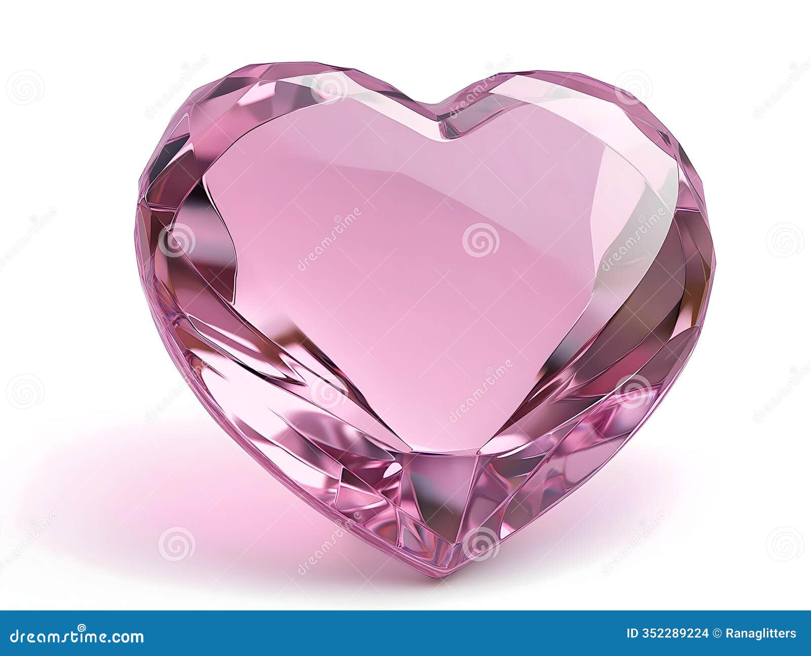 a heart-d pink gemstone with a faceted , showcasing its sparkle and translucency against a white background, creating