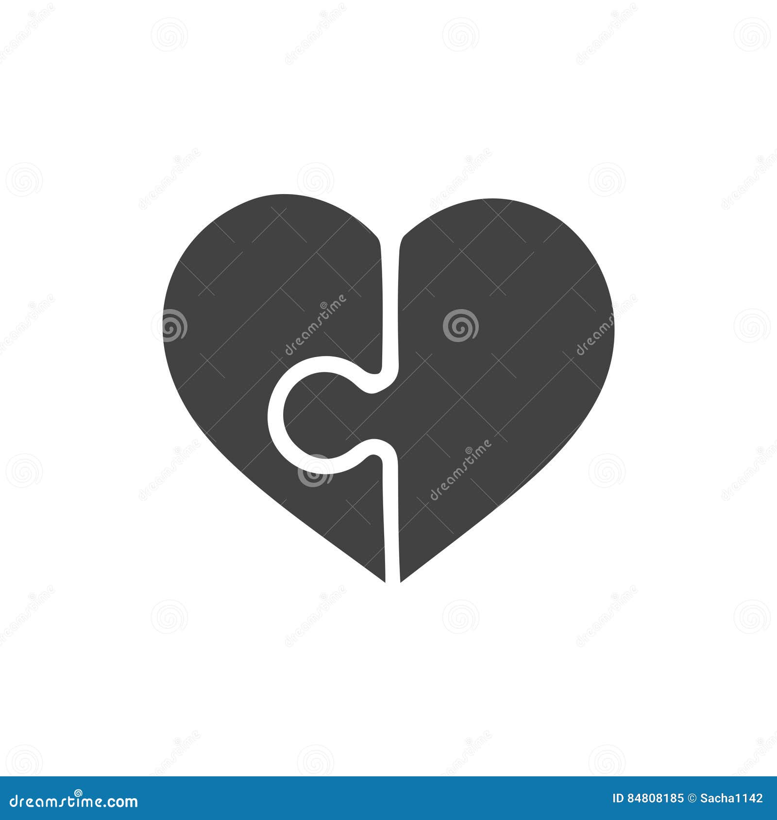 Heart Shaped Puzzle Vector Graphic Template Illustration Isolated on