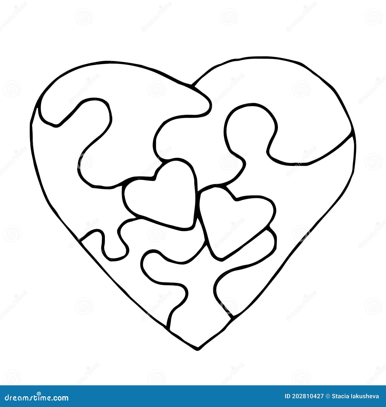 Heart Shaped Puzzle Vector Outline Stock Illustration - Illustration of