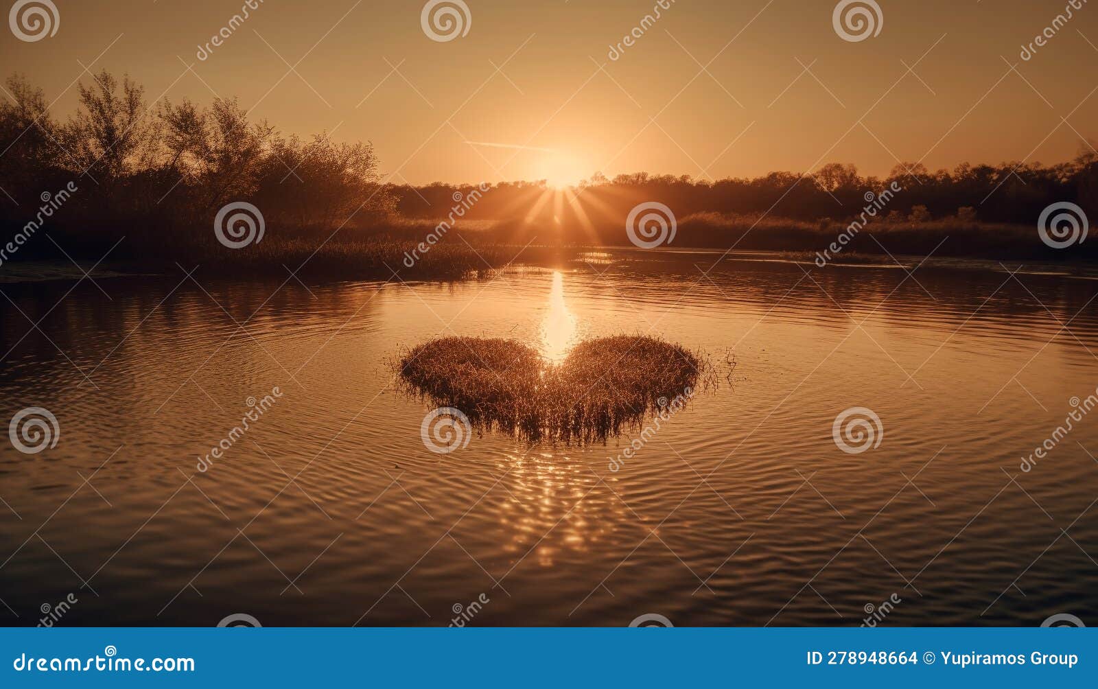 The Heart Shaped Reflection Symbolizes Love in Nature Tranquil Scene