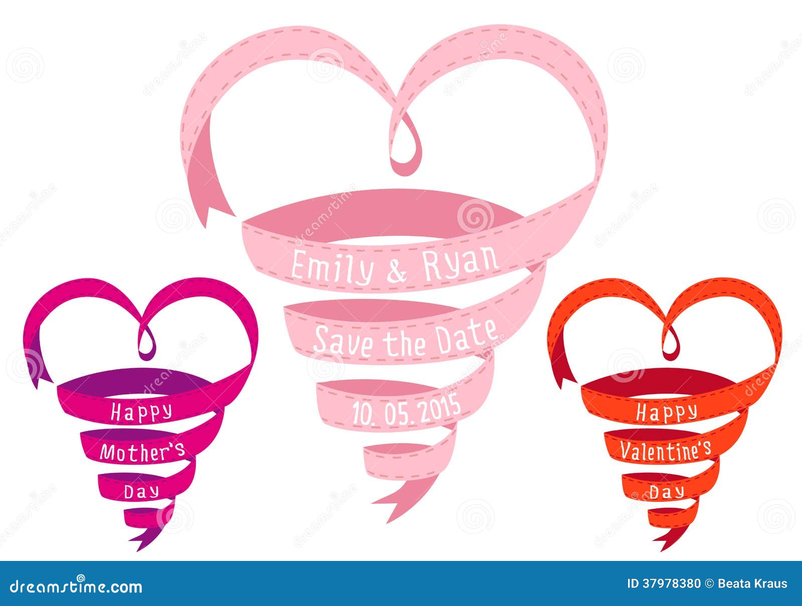 Heart Shaped Ribbon, Vector Design Elements Stock Photo 