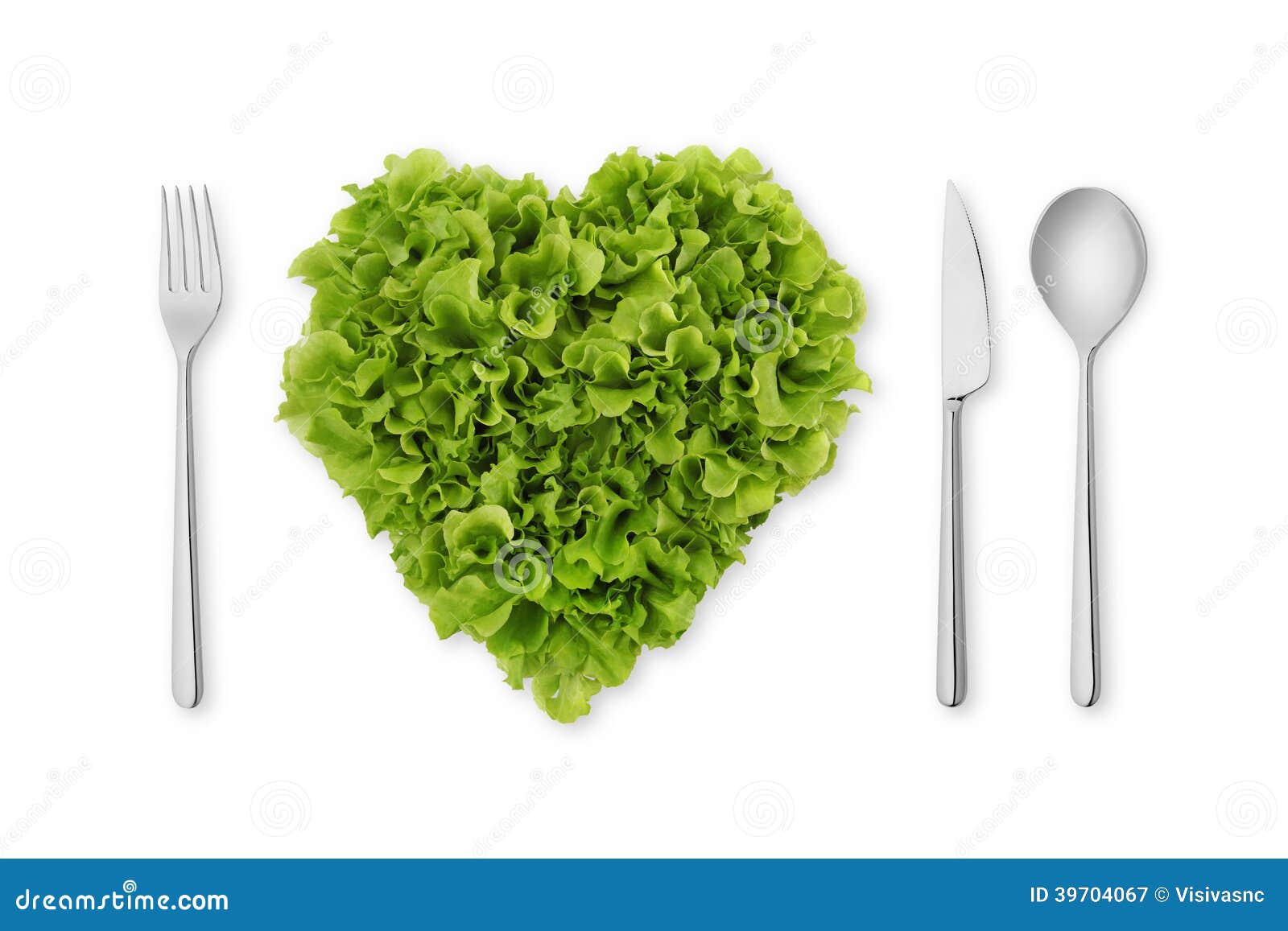 Heartshaped Salad, Lettuce with Fork, Spoon, Knife Stock Image Image