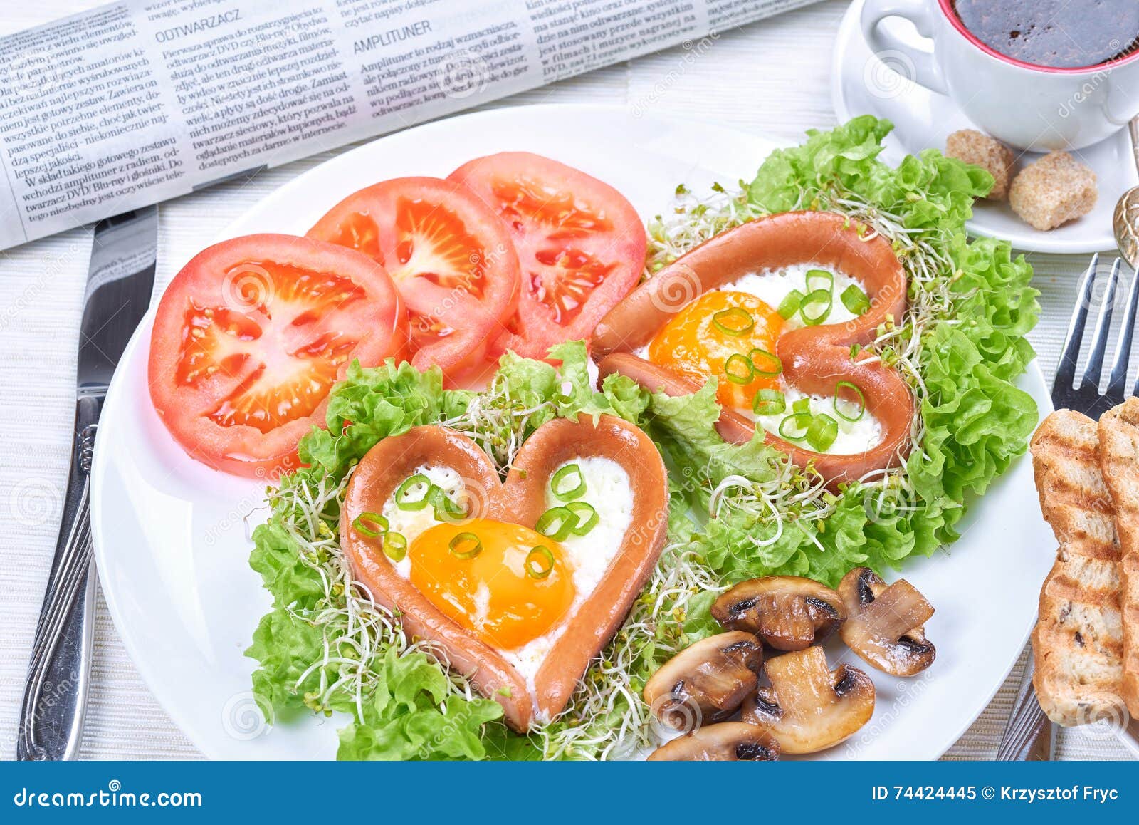 Heart Shaped Sausages with Fried Eggs Stock Image Image of healthy