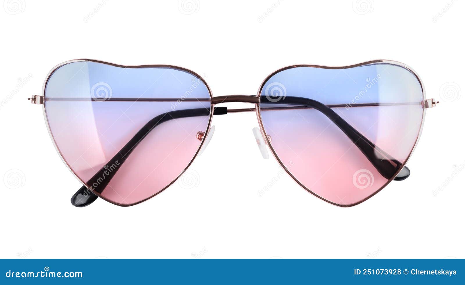 Heart Shaped Sunglasses Isolated on White, Top View Stock Photo Image
