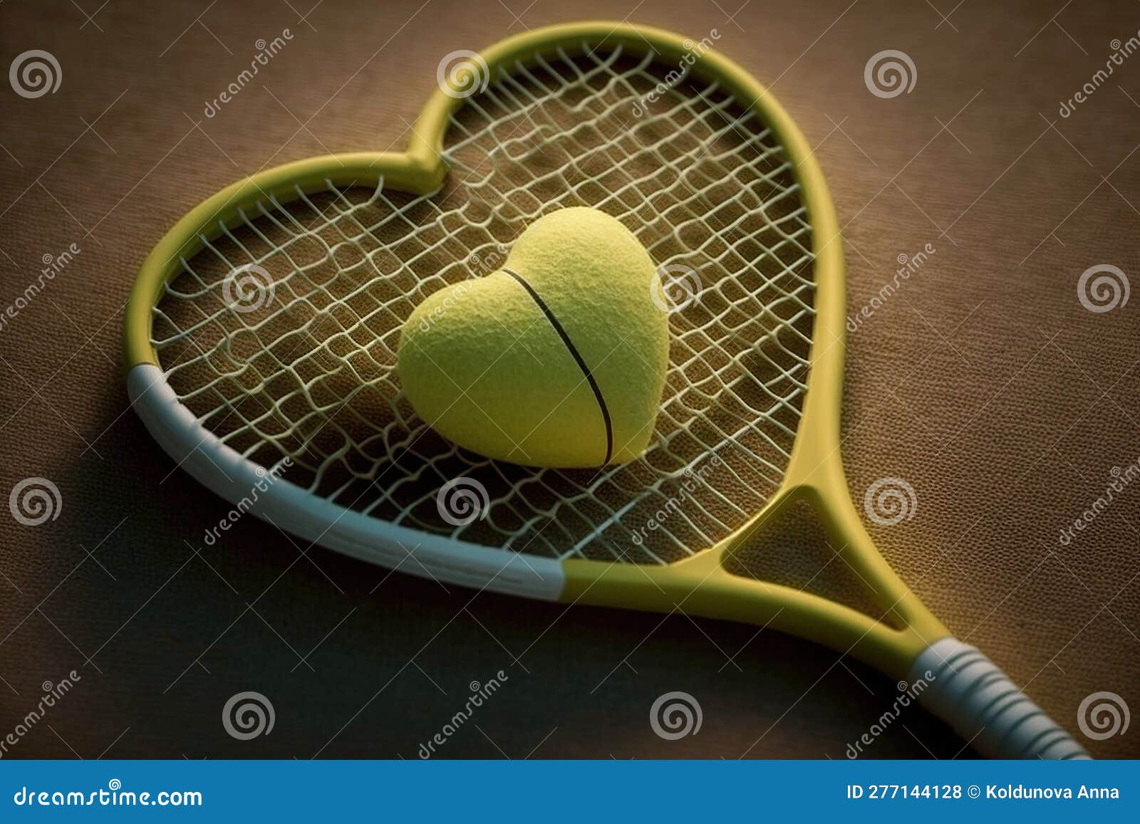 Heart Shaped Tennis Racket and Tennis Ball, Created with Generative AI ...