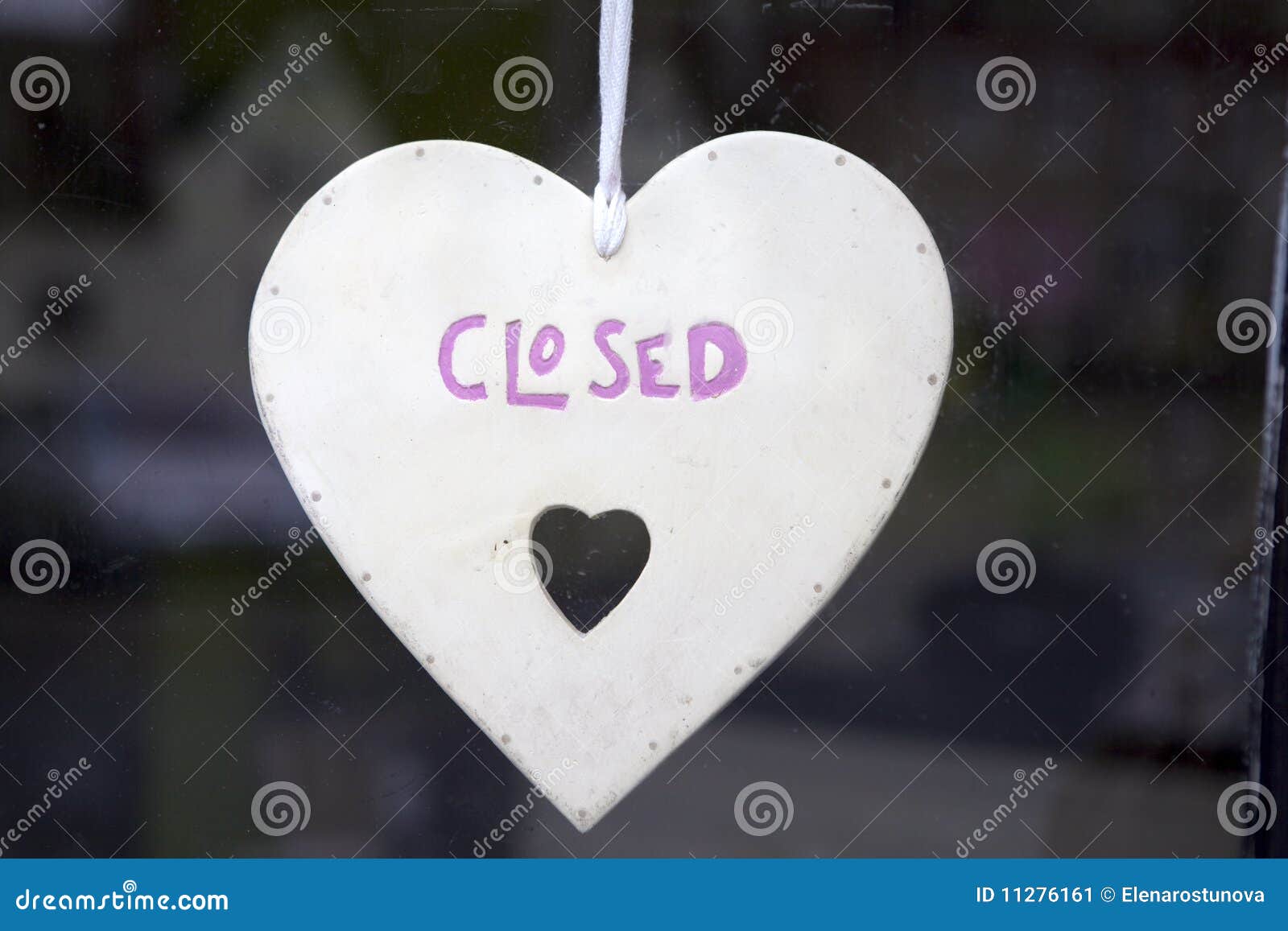 Heart with Sign Closed in Window Shop Stock Image Image of black