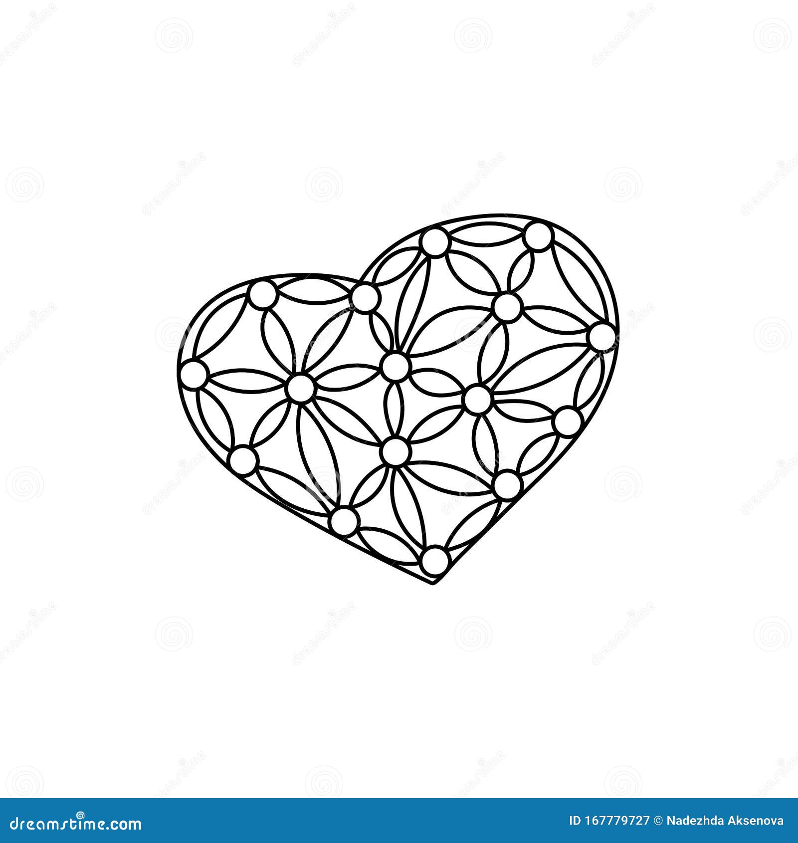 Download Heart With A Simple Floral Pattern Hand Drawn Decorative Design Elements Vector White And Black Drawn For Coloring Book Stock Illustration Illustration Of Handdrawn Color 167779727