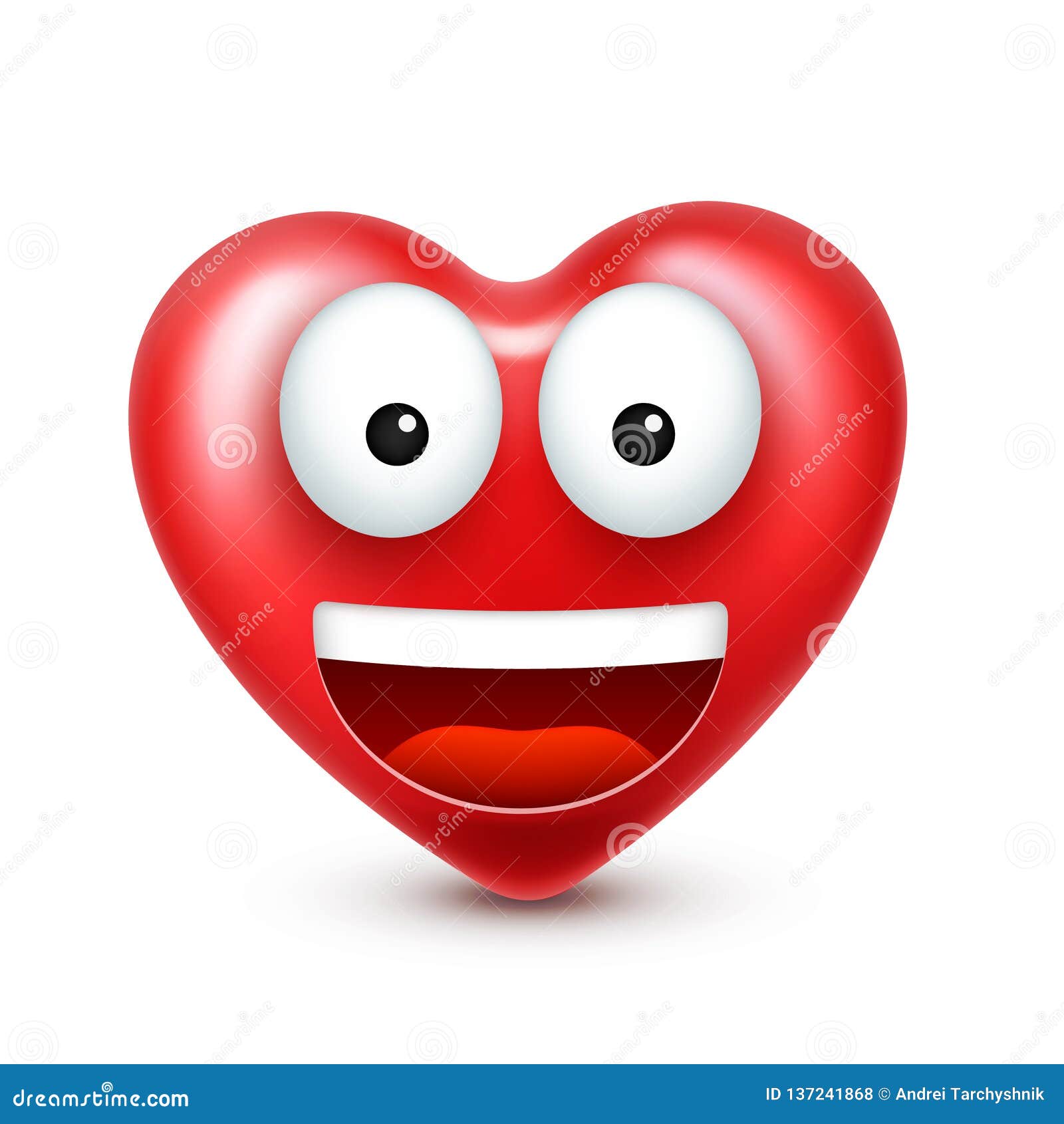 Heart Smiley Emoji Vector for Valentines Day. Funny Red Face with ...