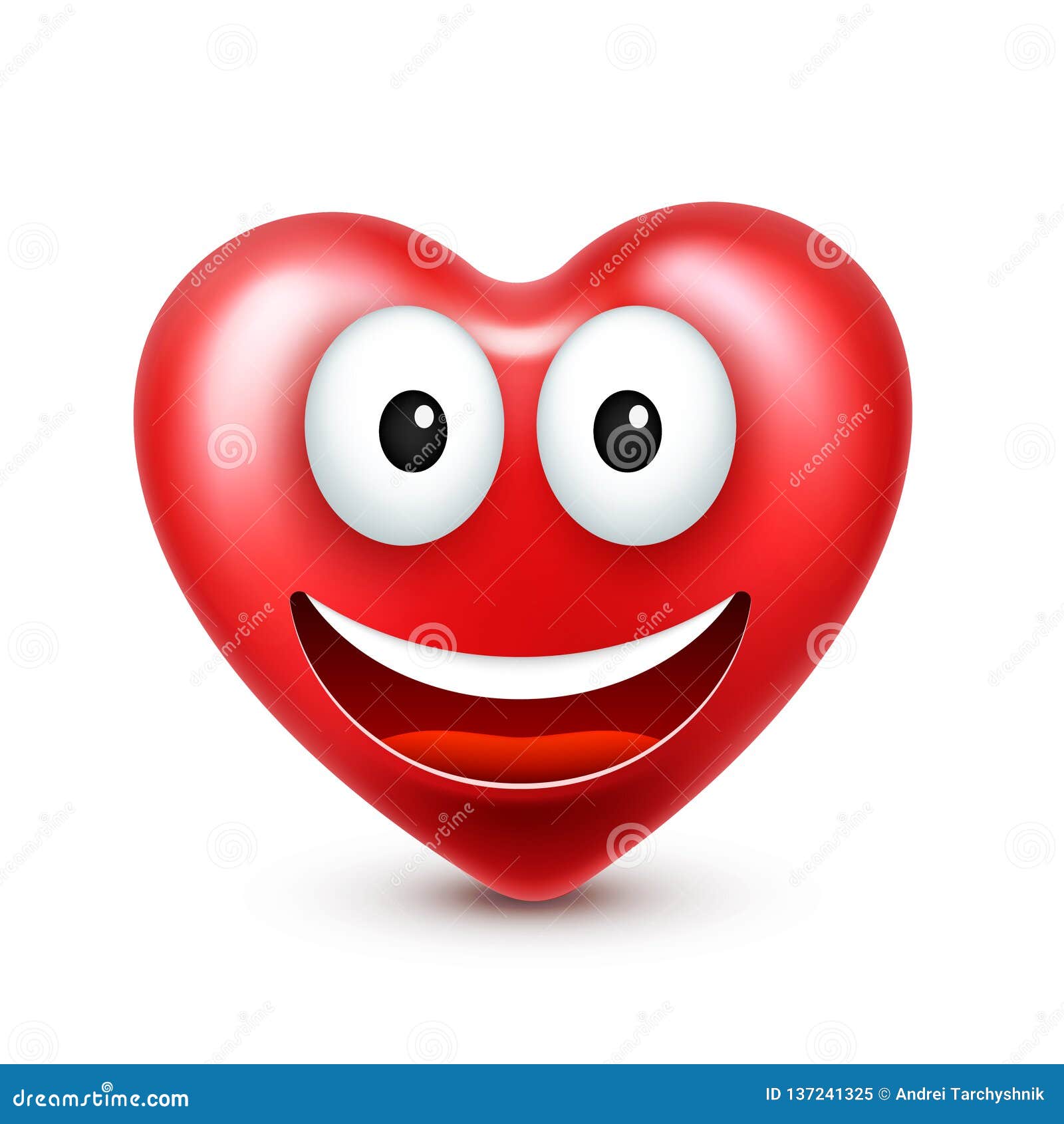 Heart Smiley Emoji Vector for Valentines Day. Funny Red Face with ...