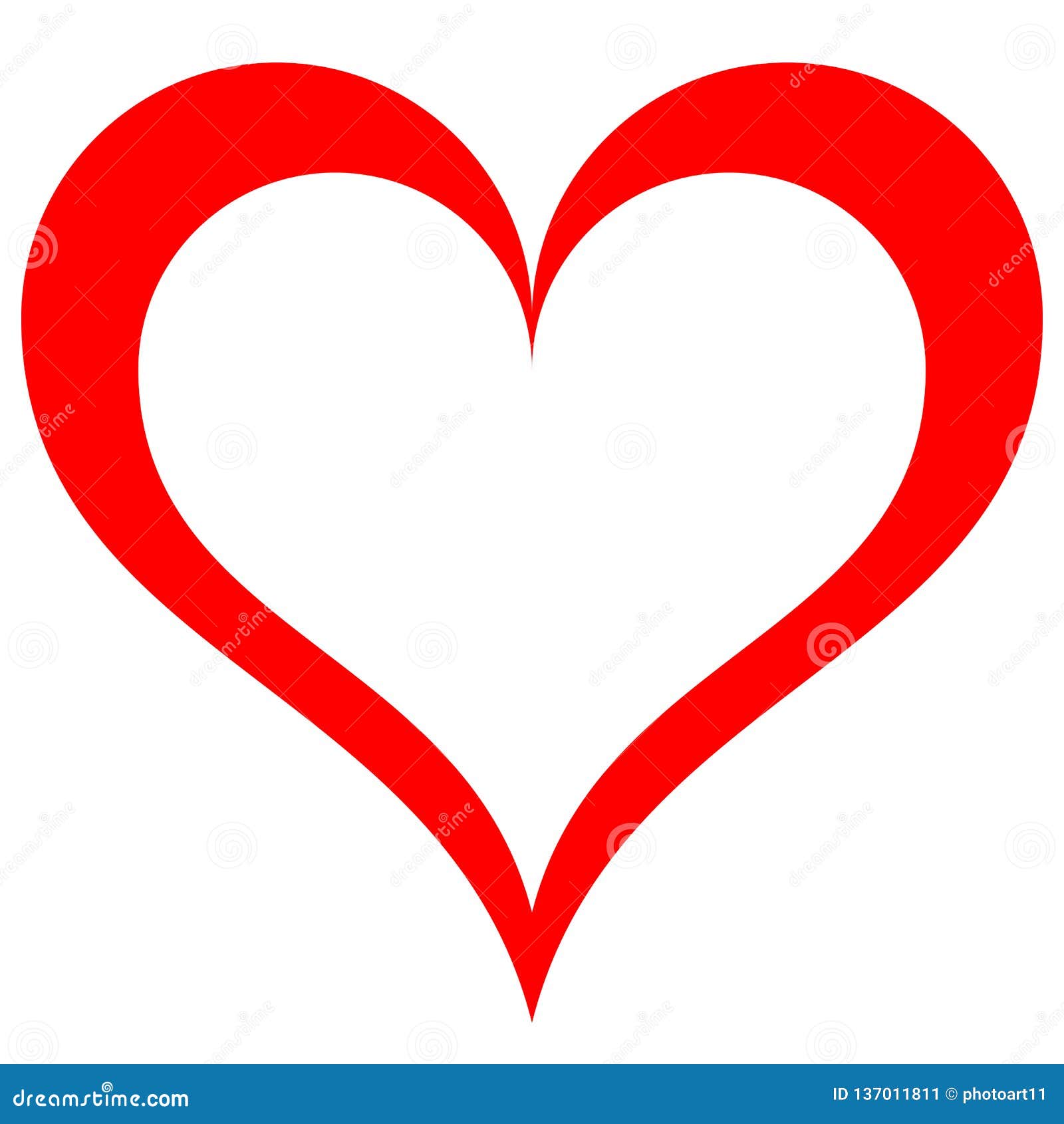 Heart Symbol Icon Red Simple Outlined, Isolated Vector Stock Vector