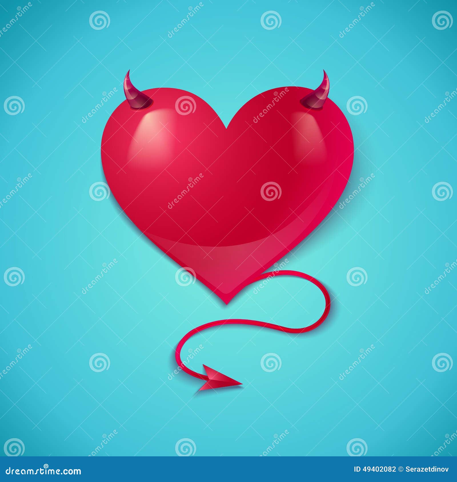 Heart with tail and horns stock vector. Illustration of graphic 49402082
