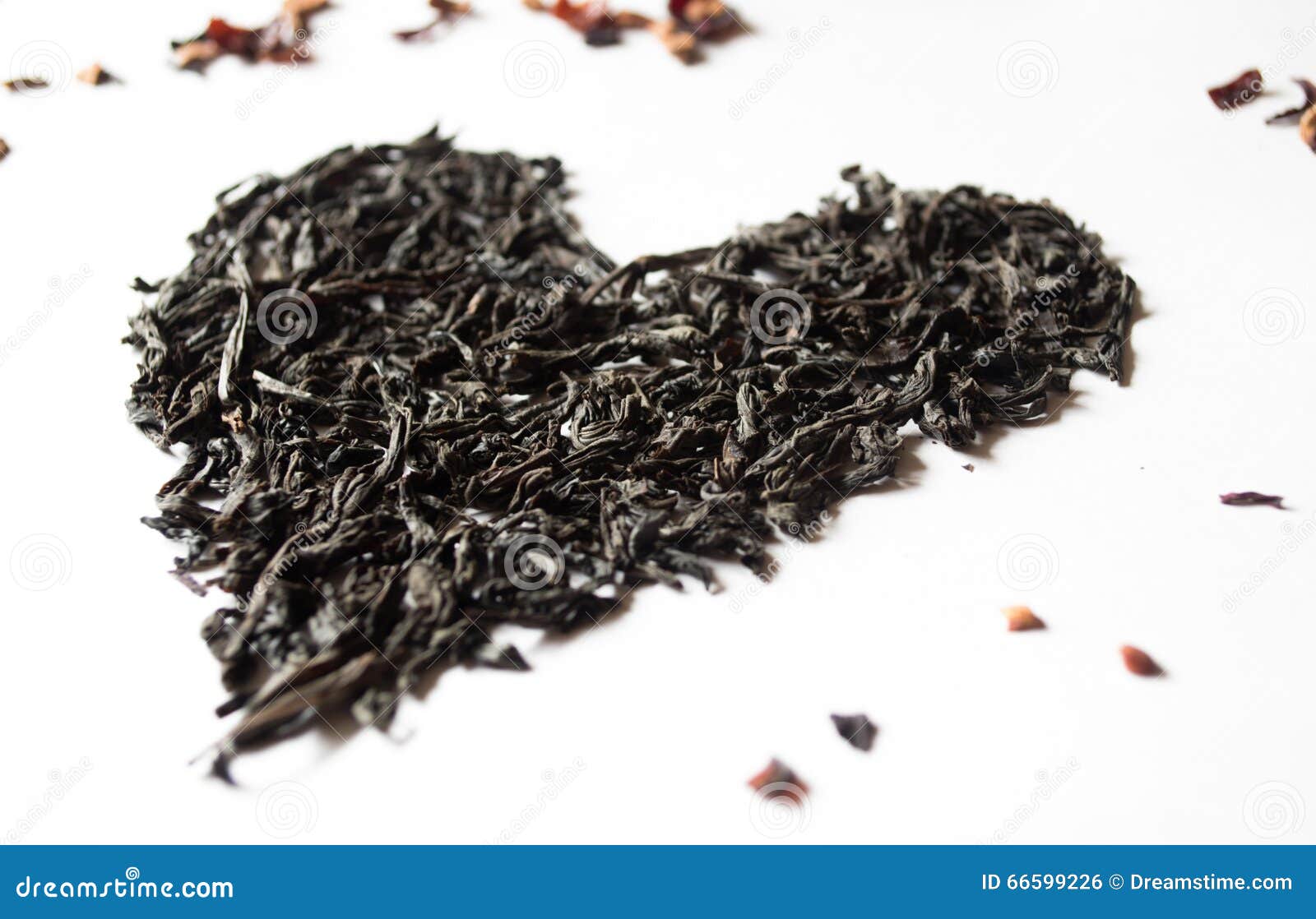 The Heart of the Tea Leaves on a White Background Stock Photo Image