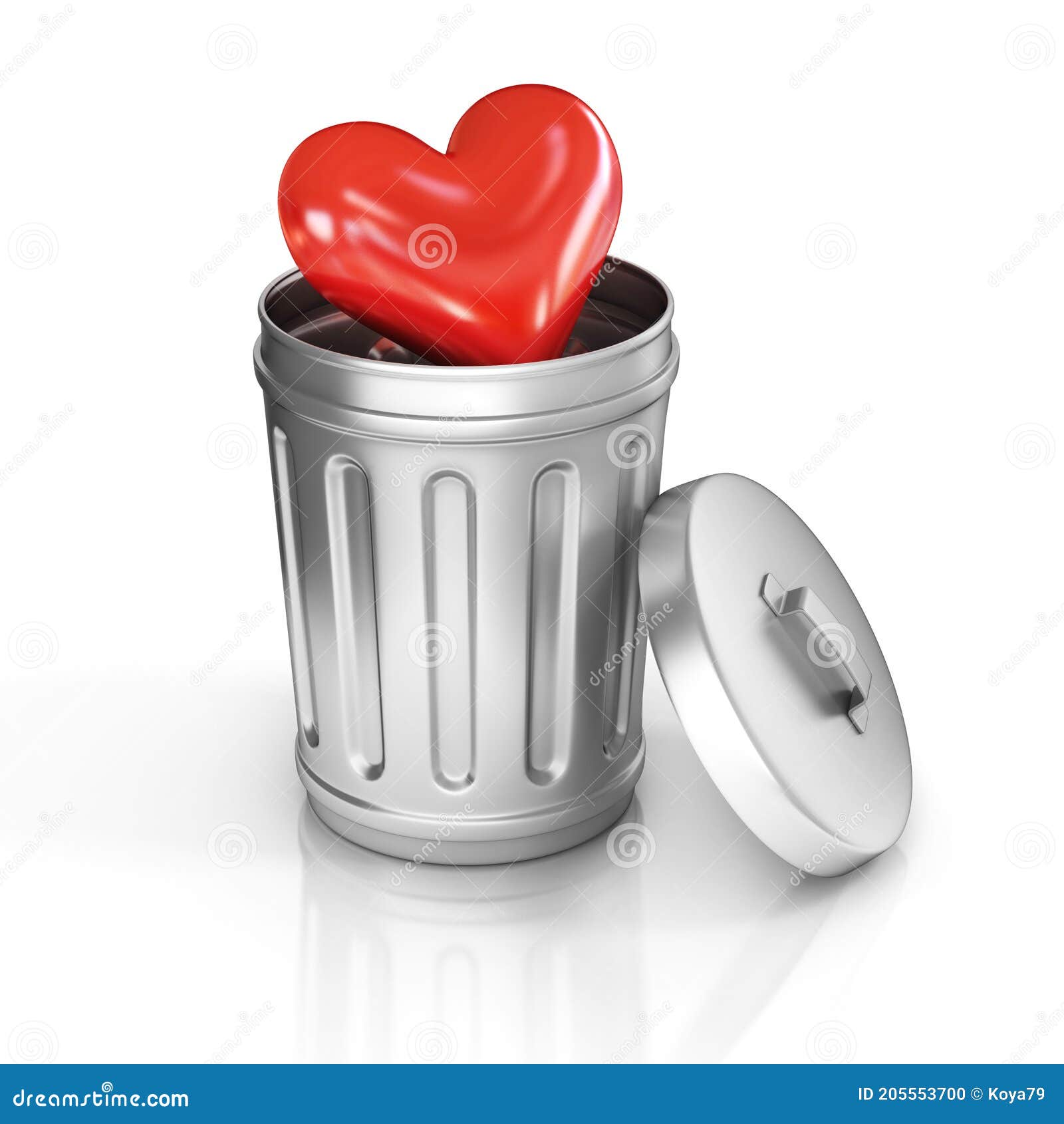 Heart in the Trash Can 3d Rendering Stock Illustration Illustration
