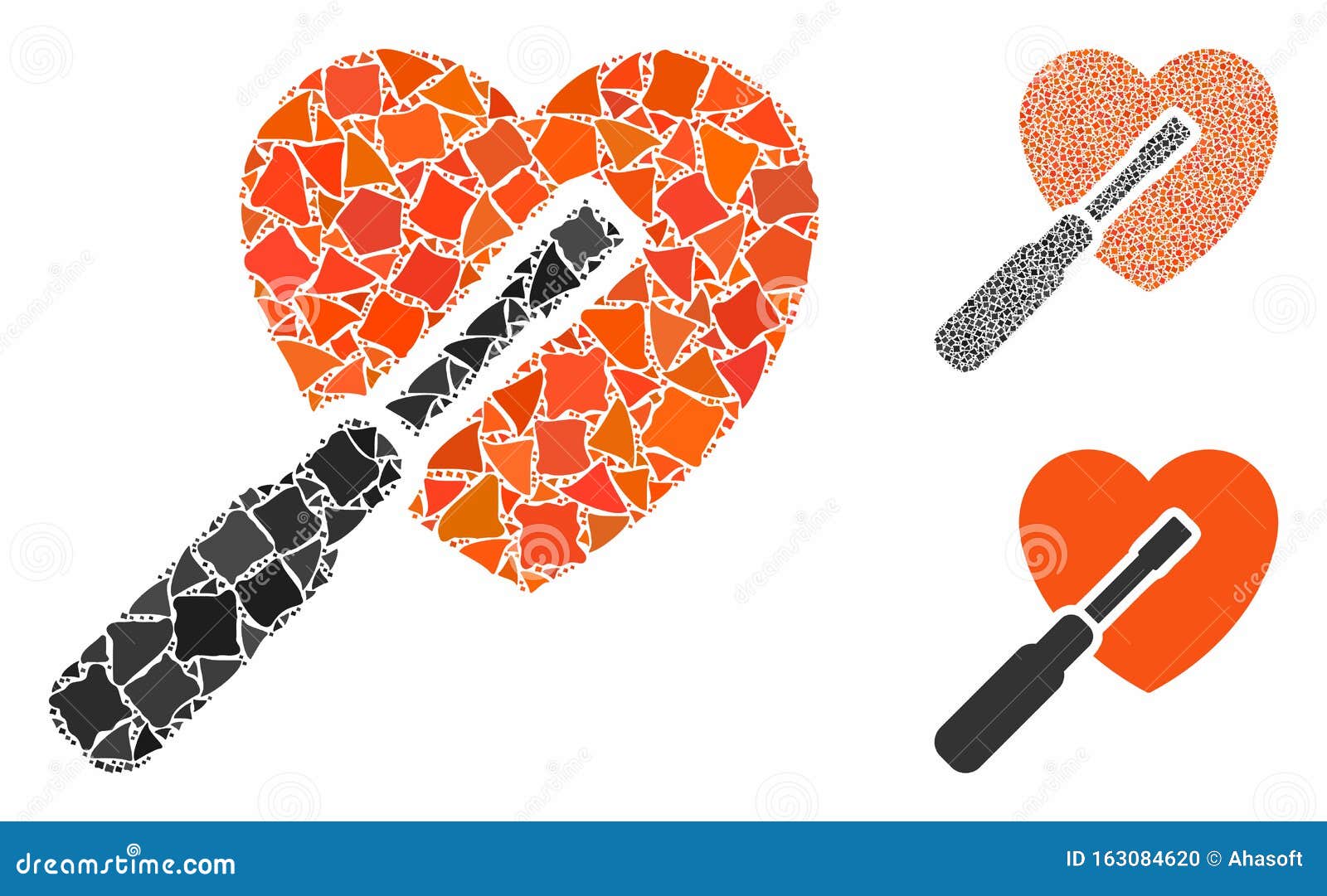 heart tuning mosaic icon of tuberous parts