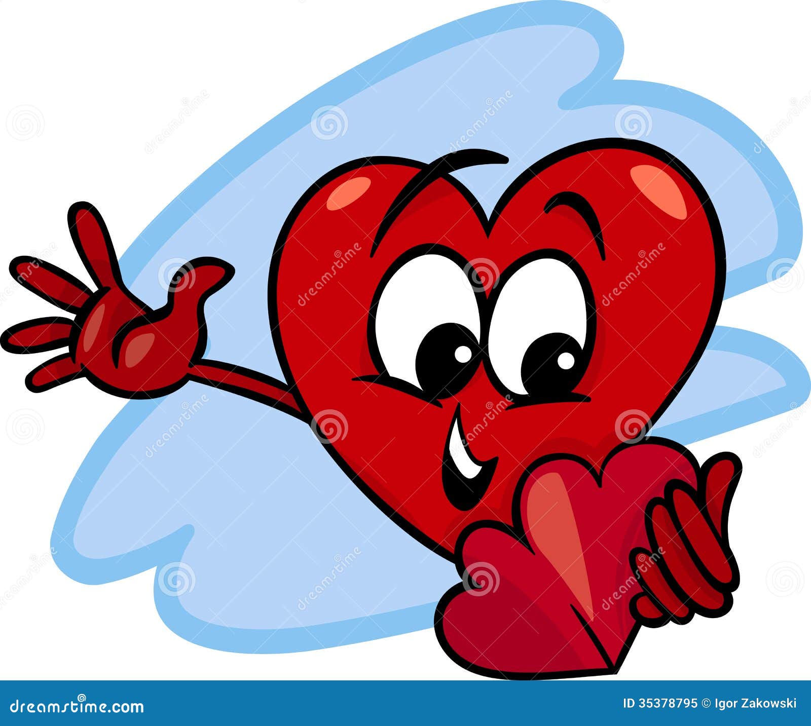 Heart with Valentine Card Cartoon Stock Vector - Illustration of cheerful,  greeting: 35378795