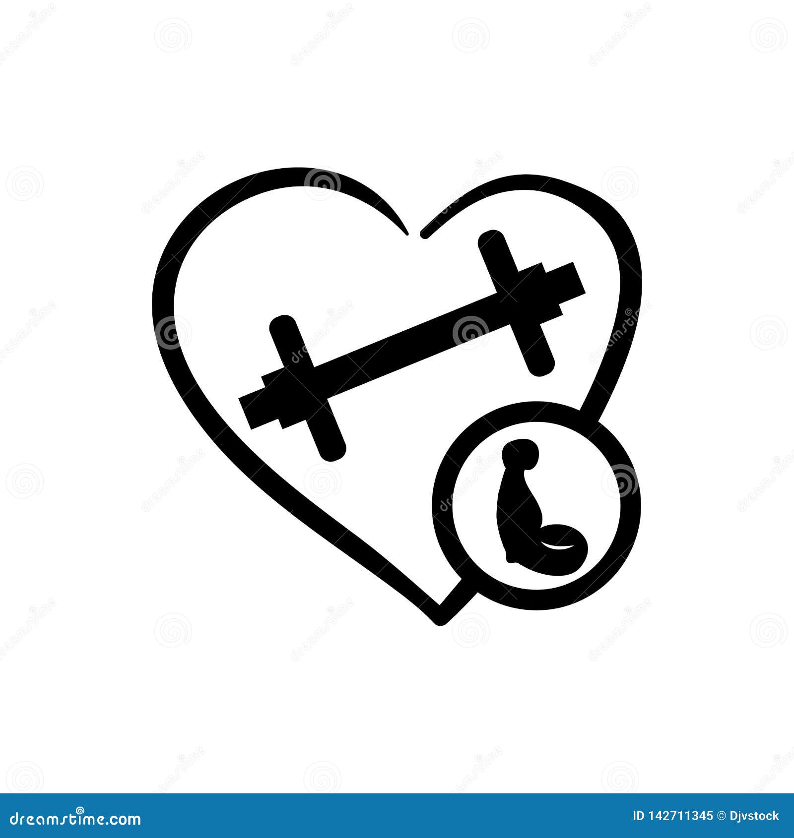 Heart with Weight Lifting Dumbbell Stock Vector Illustration of heart