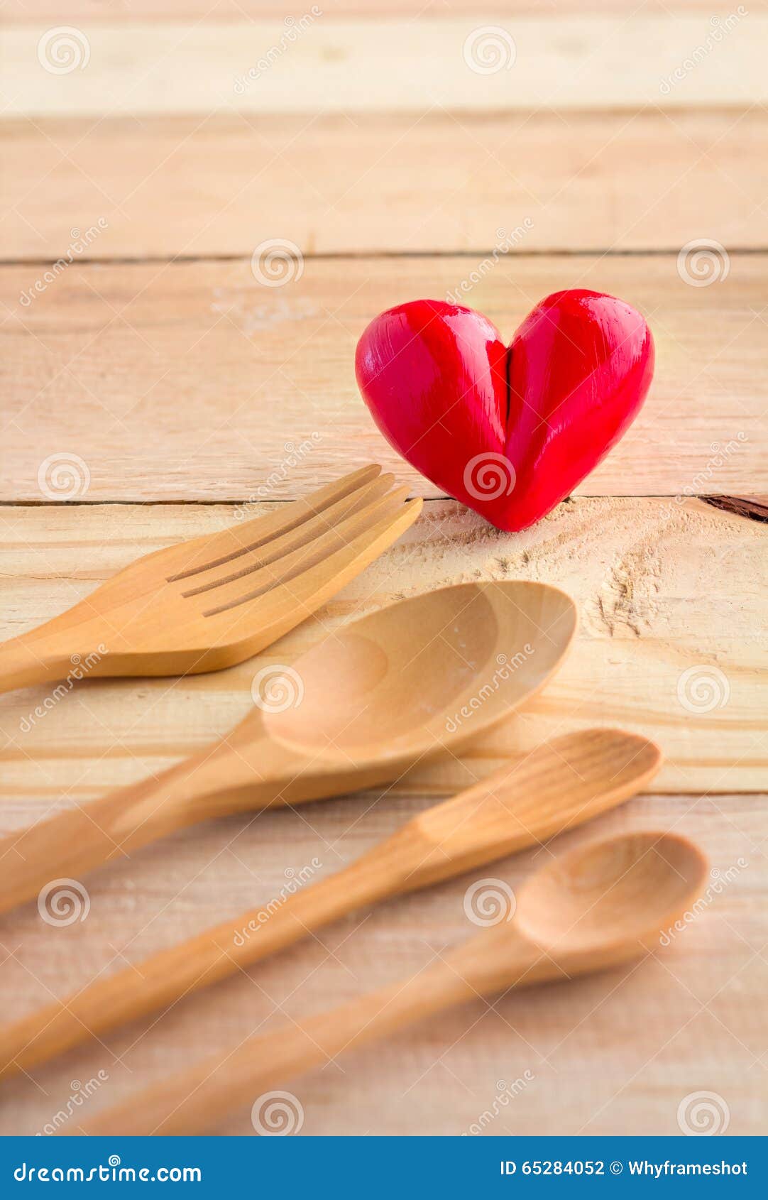 Heart with Wooden Spoon and Fork Stock Photo Image of domestic, spoon